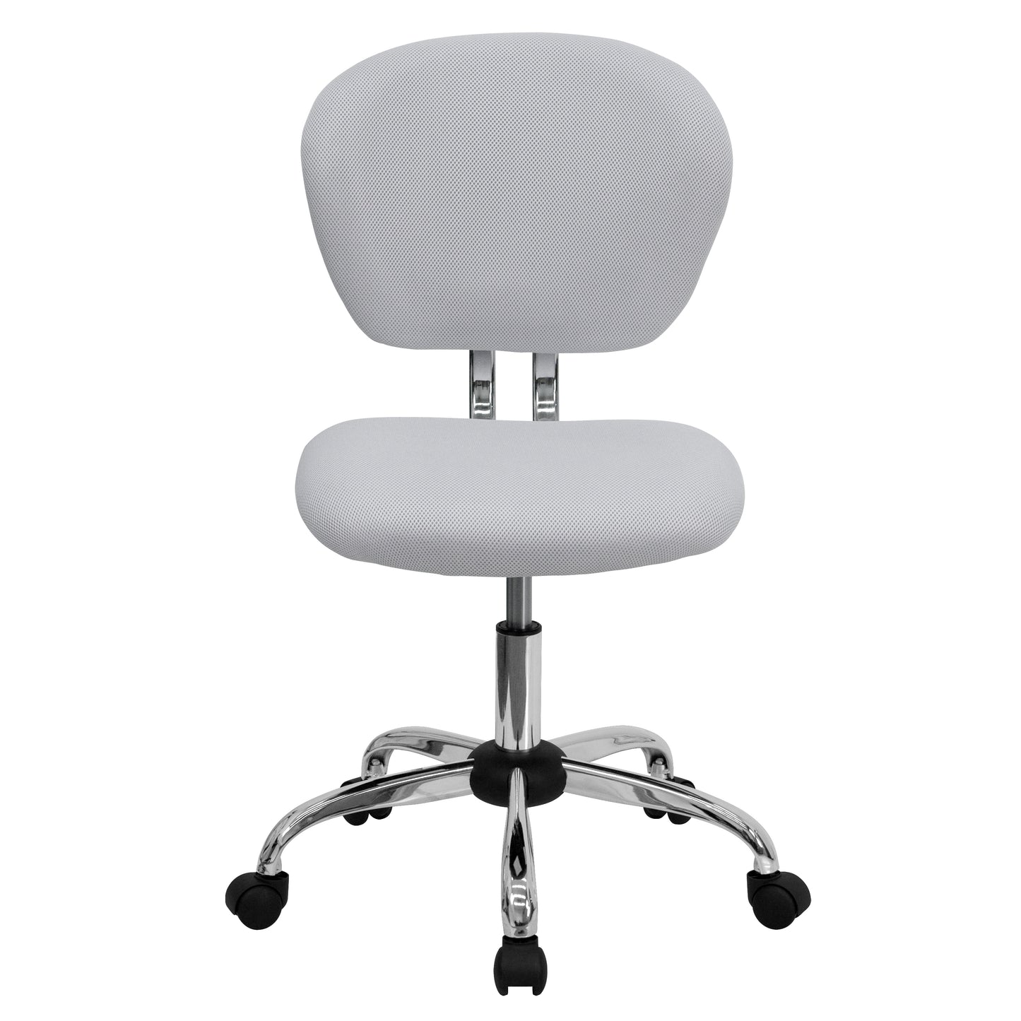Beverly Mid-Back White Mesh Padded Swivel Task Office Chair with Chrome Base White