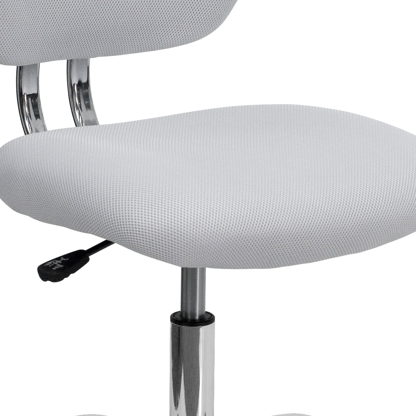 Beverly Mid-Back White Mesh Padded Swivel Task Office Chair with Chrome Base White