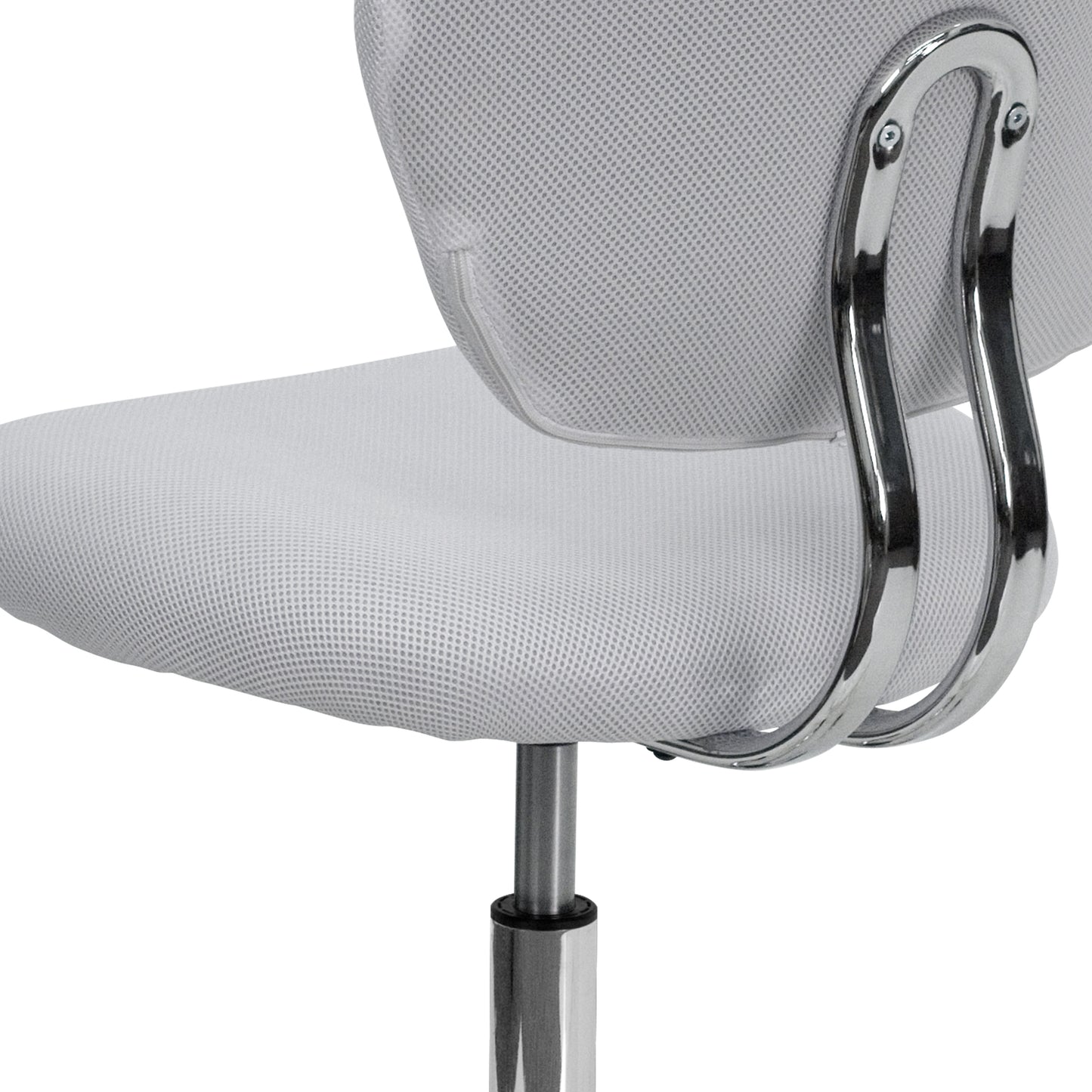 Beverly Mid-Back White Mesh Padded Swivel Task Office Chair with Chrome Base White