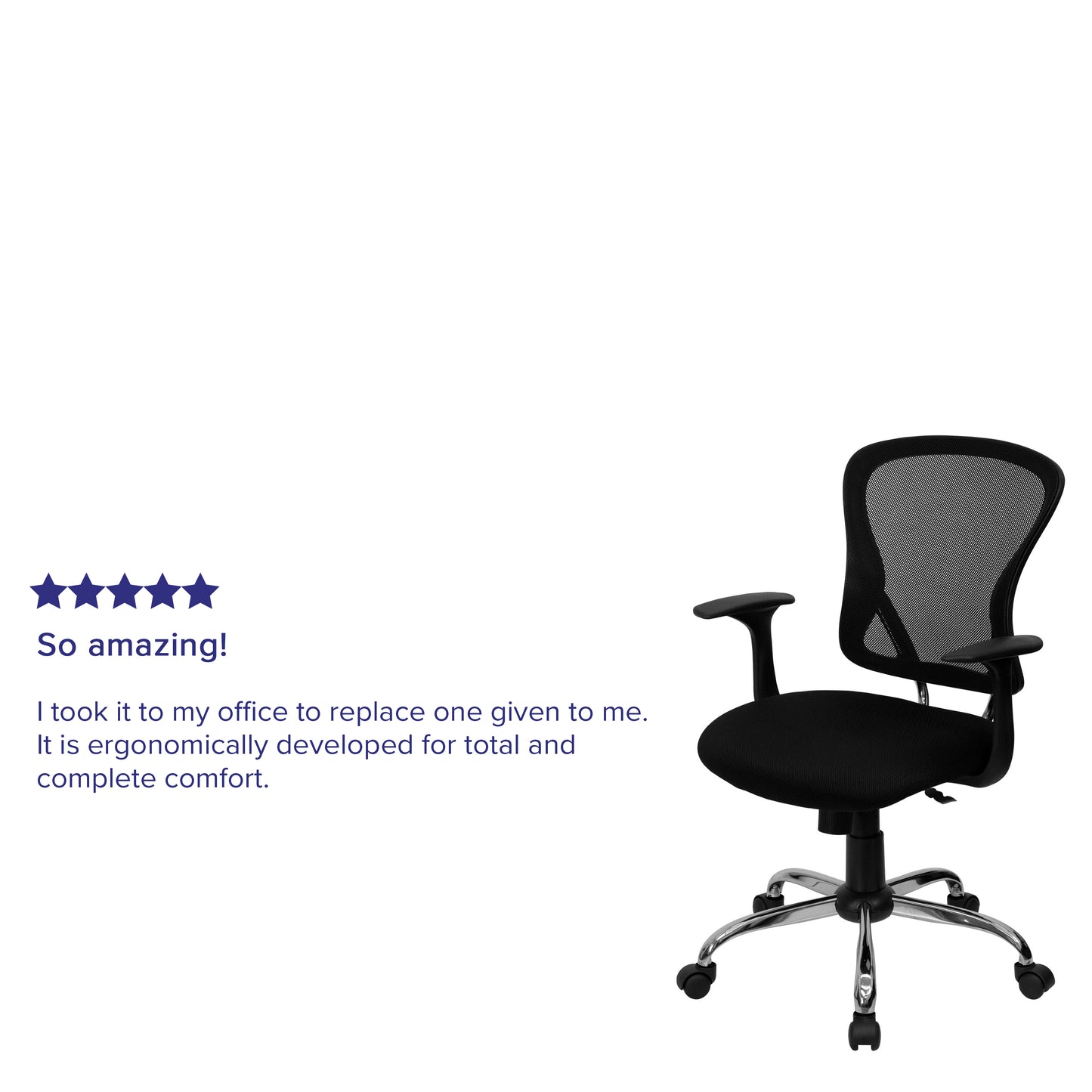 Alfred Mid-Back Black Mesh Swivel Task Office Chair with Chrome Base and Arms Black