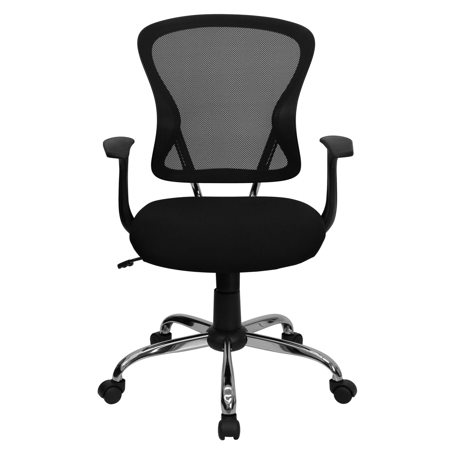 Alfred Mid-Back Black Mesh Swivel Task Office Chair with Chrome Base and Arms Black