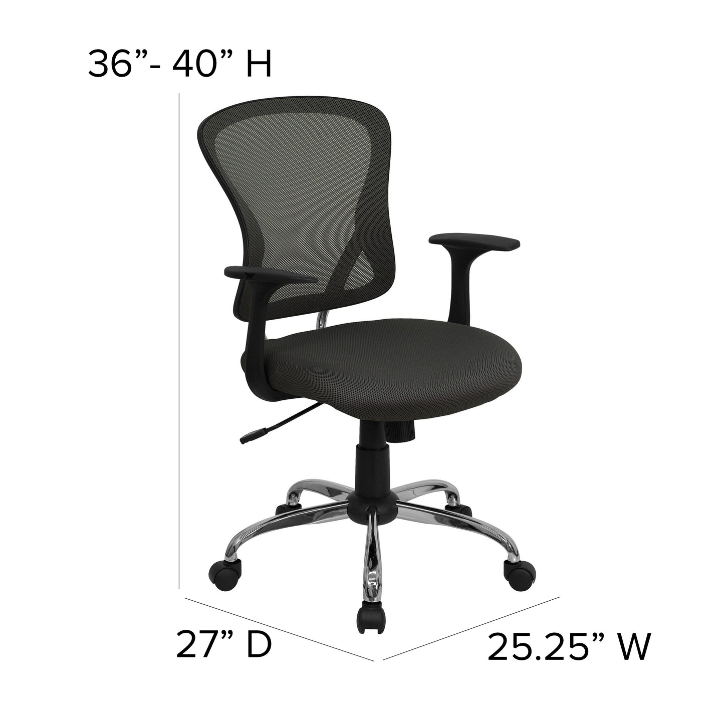 Alfred Mid-Back Dark Gray Mesh Swivel Task Office Chair with Chrome Base and Arms Dark Gray