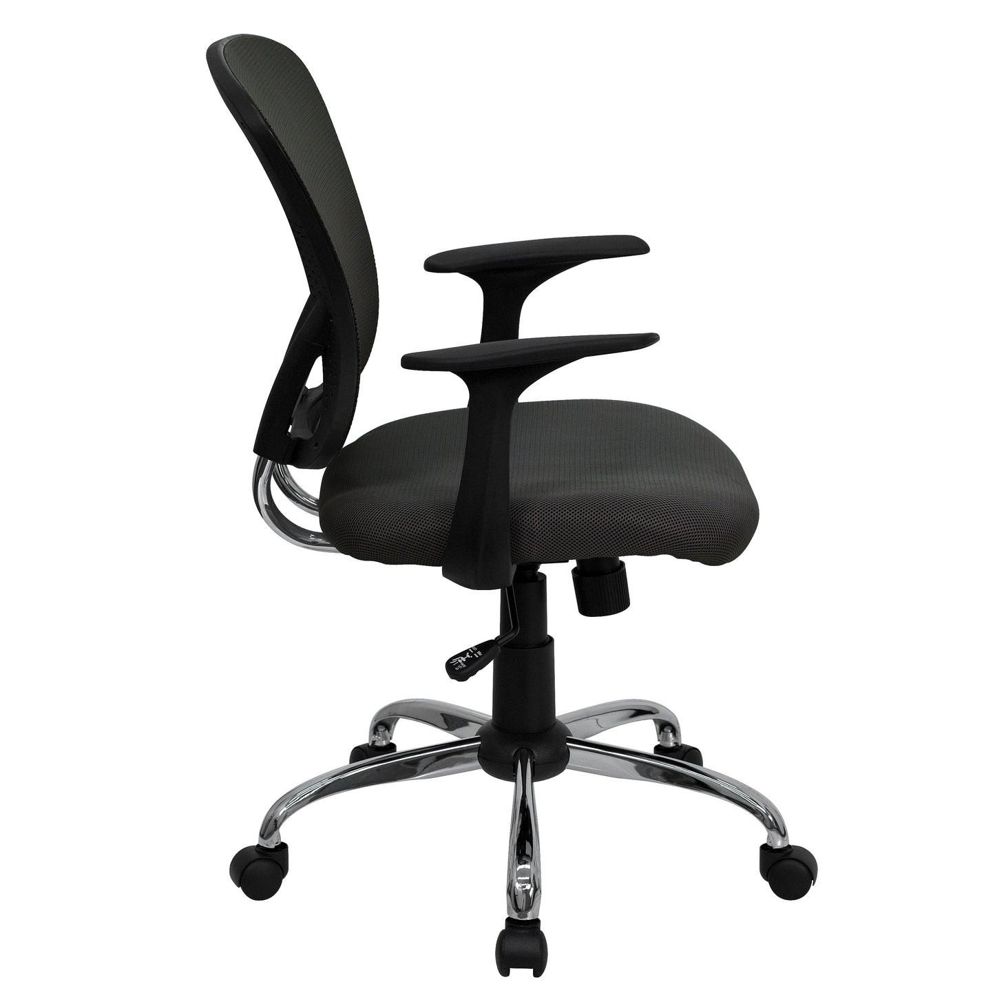 Alfred Mid-Back Dark Gray Mesh Swivel Task Office Chair with Chrome Base and Arms Dark Gray