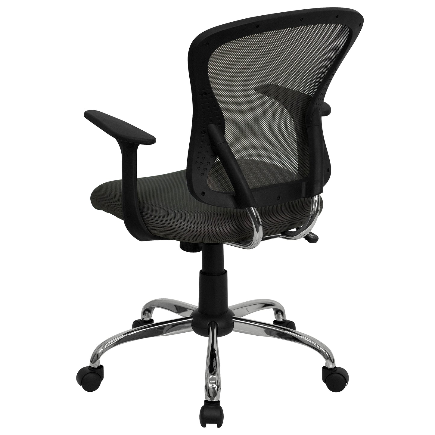 Alfred Mid-Back Dark Gray Mesh Swivel Task Office Chair with Chrome Base and Arms Dark Gray