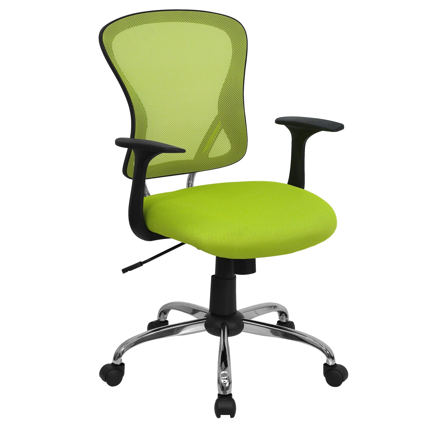 Alfred Mid-Back Green Mesh Swivel Task Office Chair with Chrome Base and Arms Green