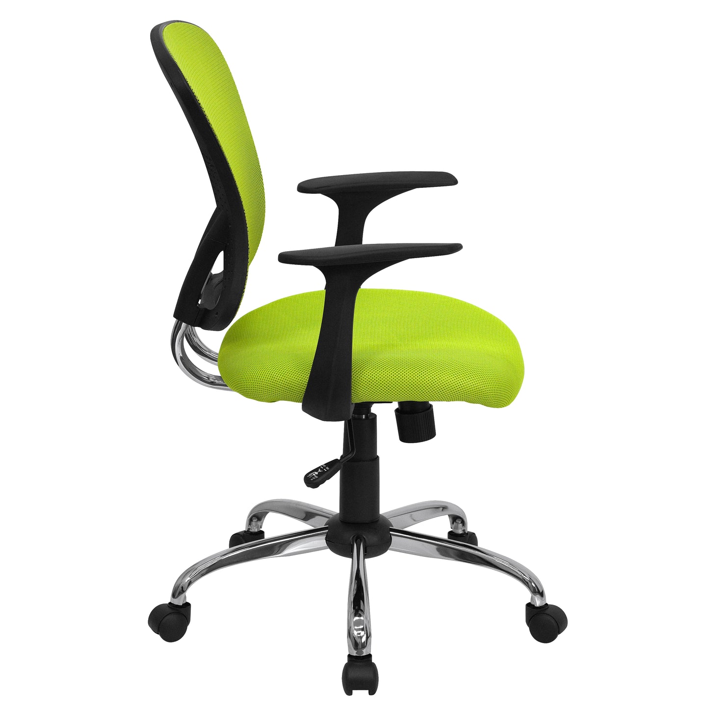 Alfred Mid-Back Green Mesh Swivel Task Office Chair with Chrome Base and Arms Green