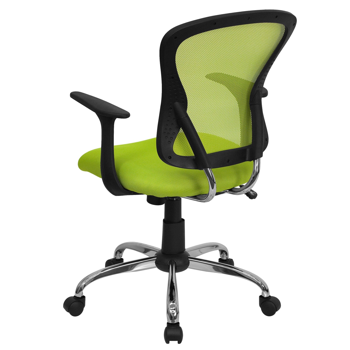 Alfred Mid-Back Green Mesh Swivel Task Office Chair with Chrome Base and Arms Green