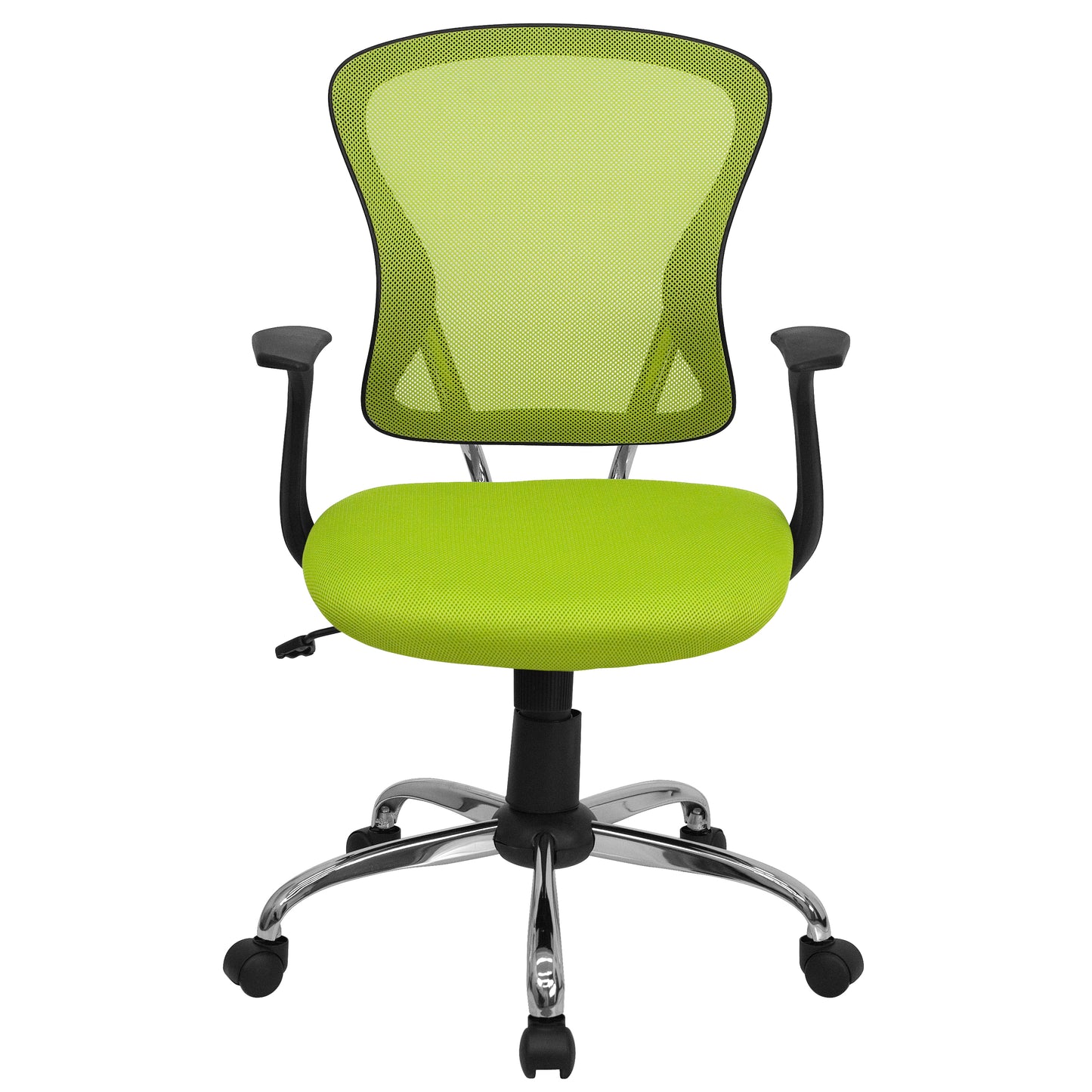 Alfred Mid-Back Green Mesh Swivel Task Office Chair with Chrome Base and Arms Green