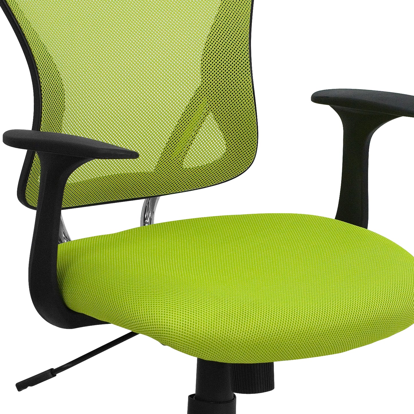 Alfred Mid-Back Green Mesh Swivel Task Office Chair with Chrome Base and Arms Green
