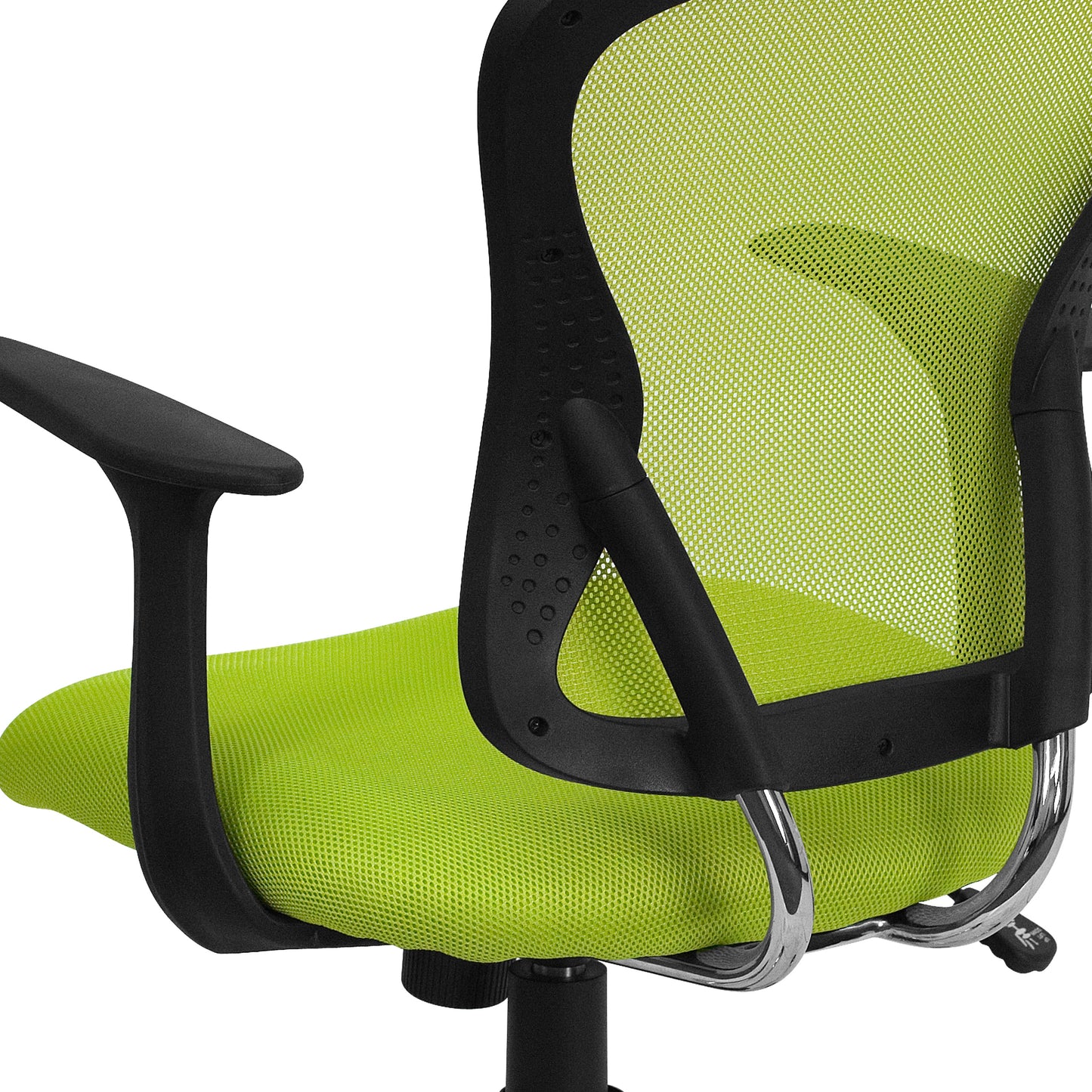 Alfred Mid-Back Green Mesh Swivel Task Office Chair with Chrome Base and Arms Green