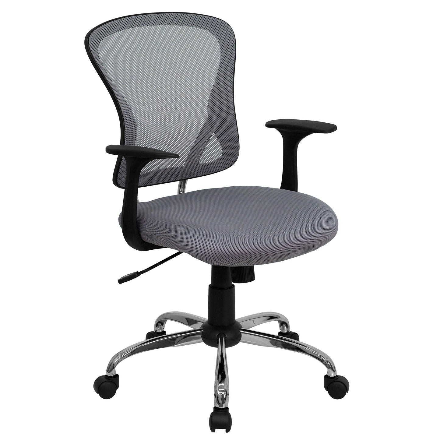 Alfred Mid-Back Gray Mesh Swivel Task Office Chair with Chrome Base and Arms Gray