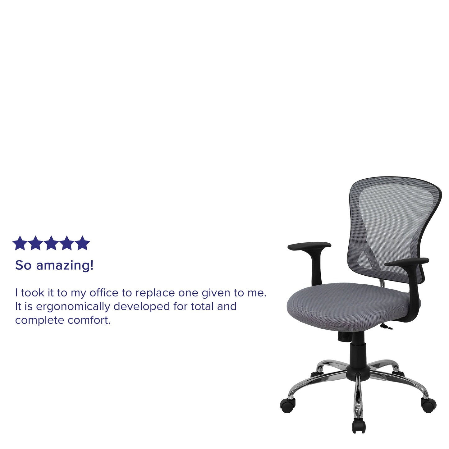 Alfred Mid-Back Gray Mesh Swivel Task Office Chair with Chrome Base and Arms Gray