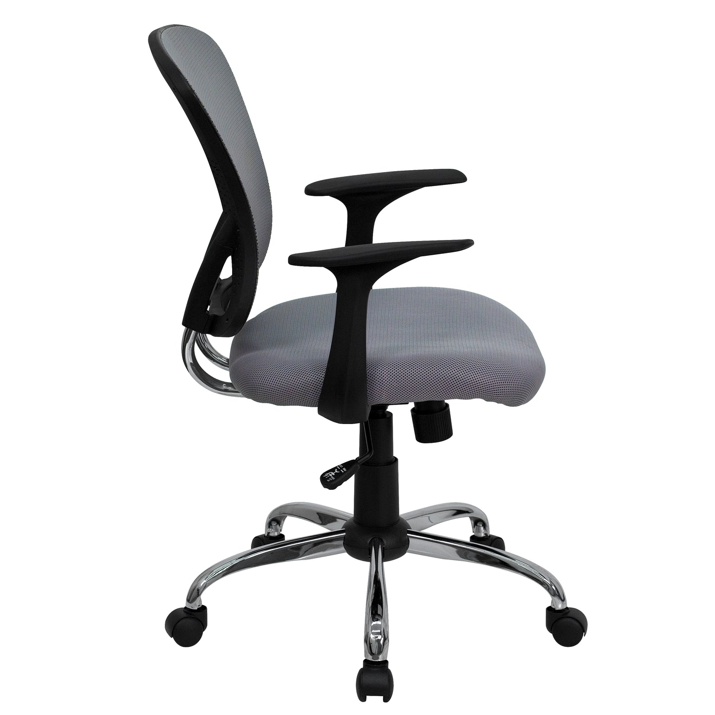Alfred Mid-Back Gray Mesh Swivel Task Office Chair with Chrome Base and Arms Gray