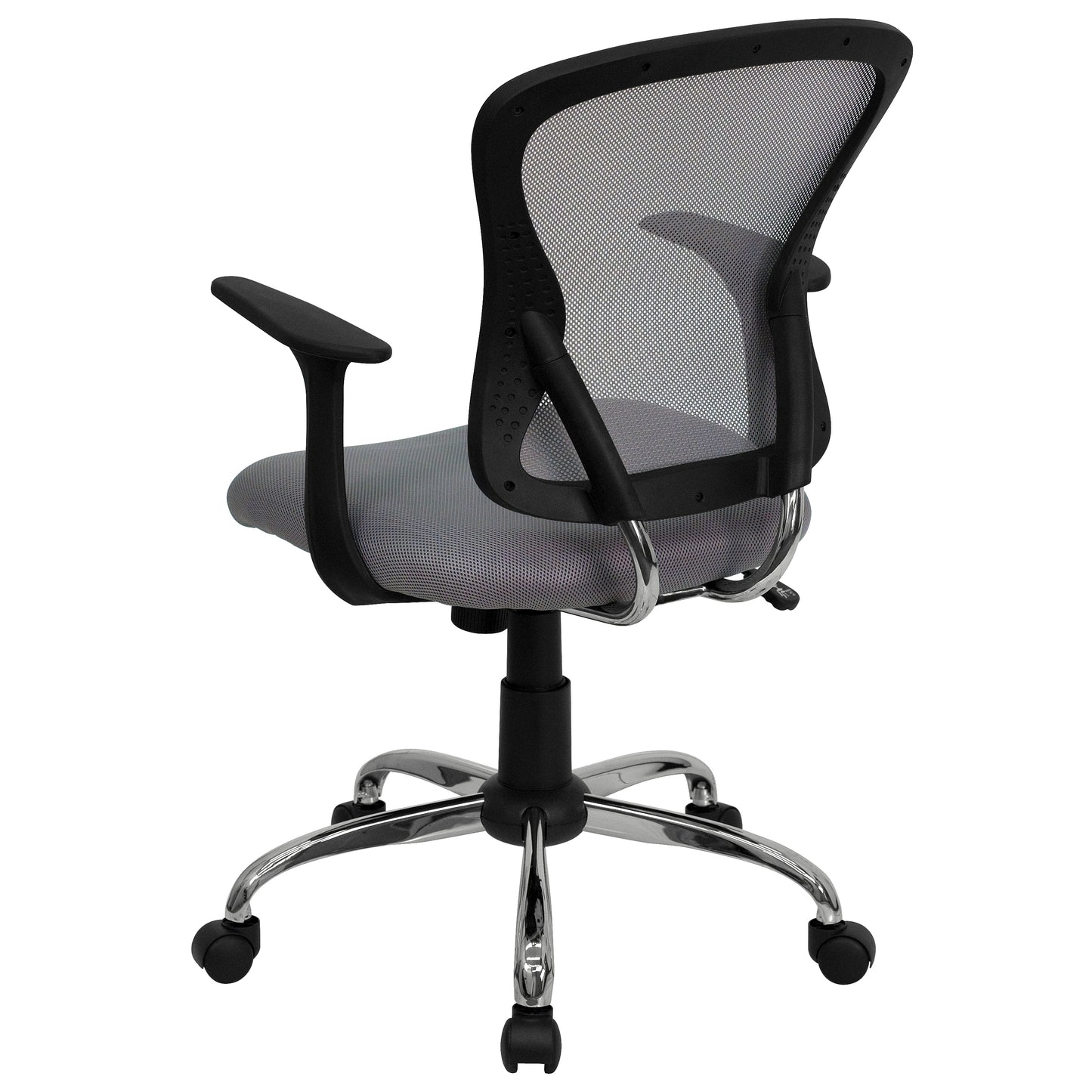 Alfred Mid-Back Gray Mesh Swivel Task Office Chair with Chrome Base and Arms Gray