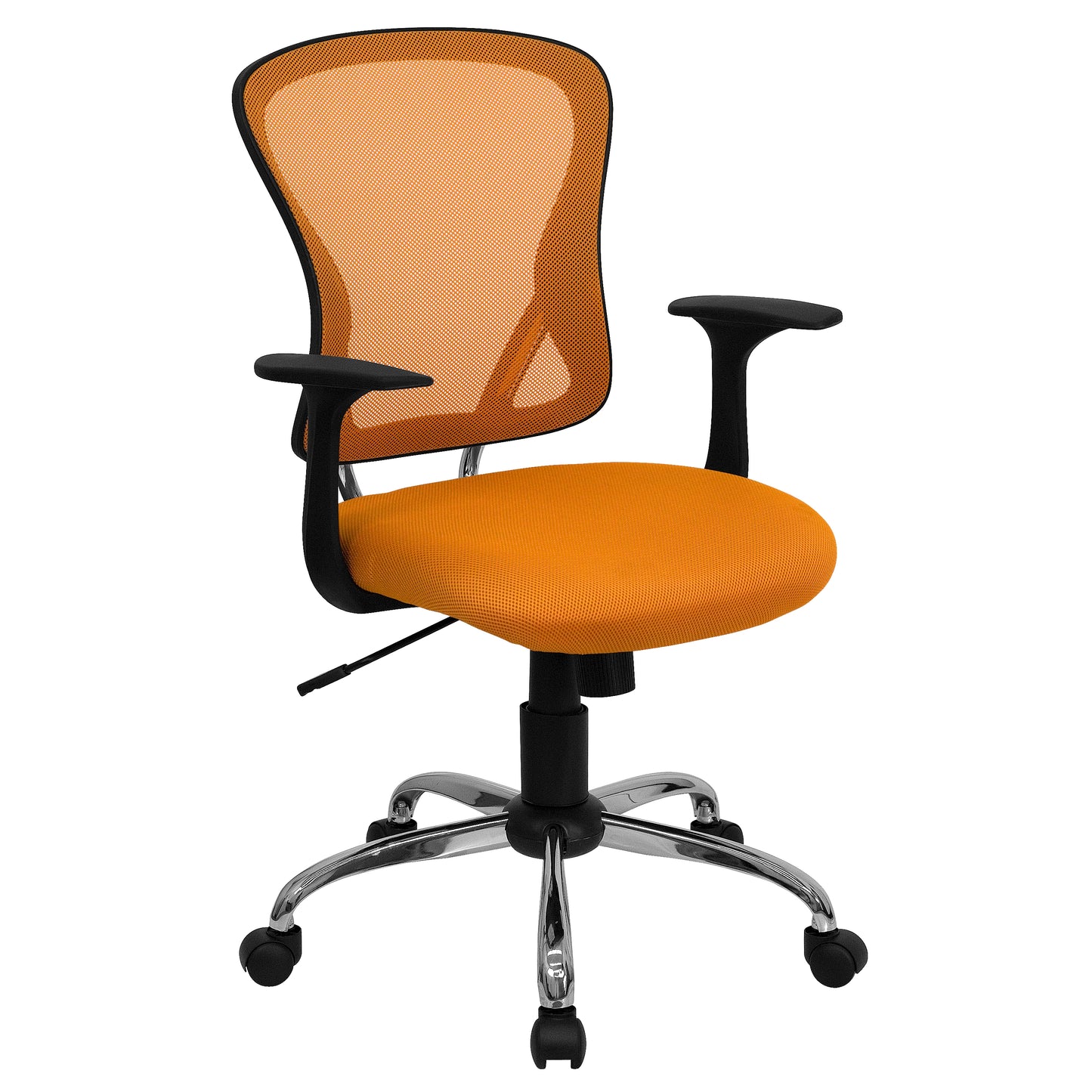 Alfred Mid-Back Orange Mesh Swivel Task Office Chair with Chrome Base and Arms Orange