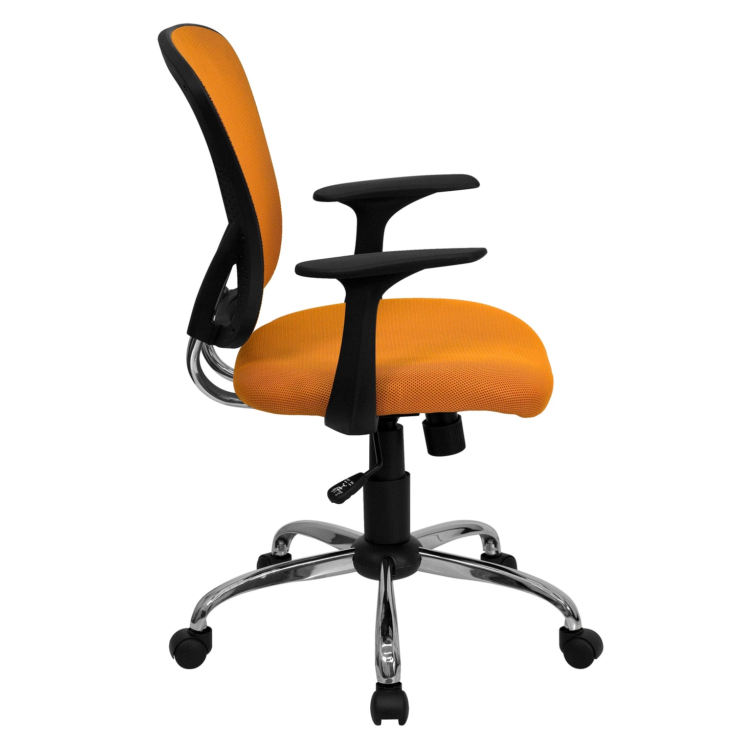 Alfred Mid-Back Orange Mesh Swivel Task Office Chair with Chrome Base and Arms Orange