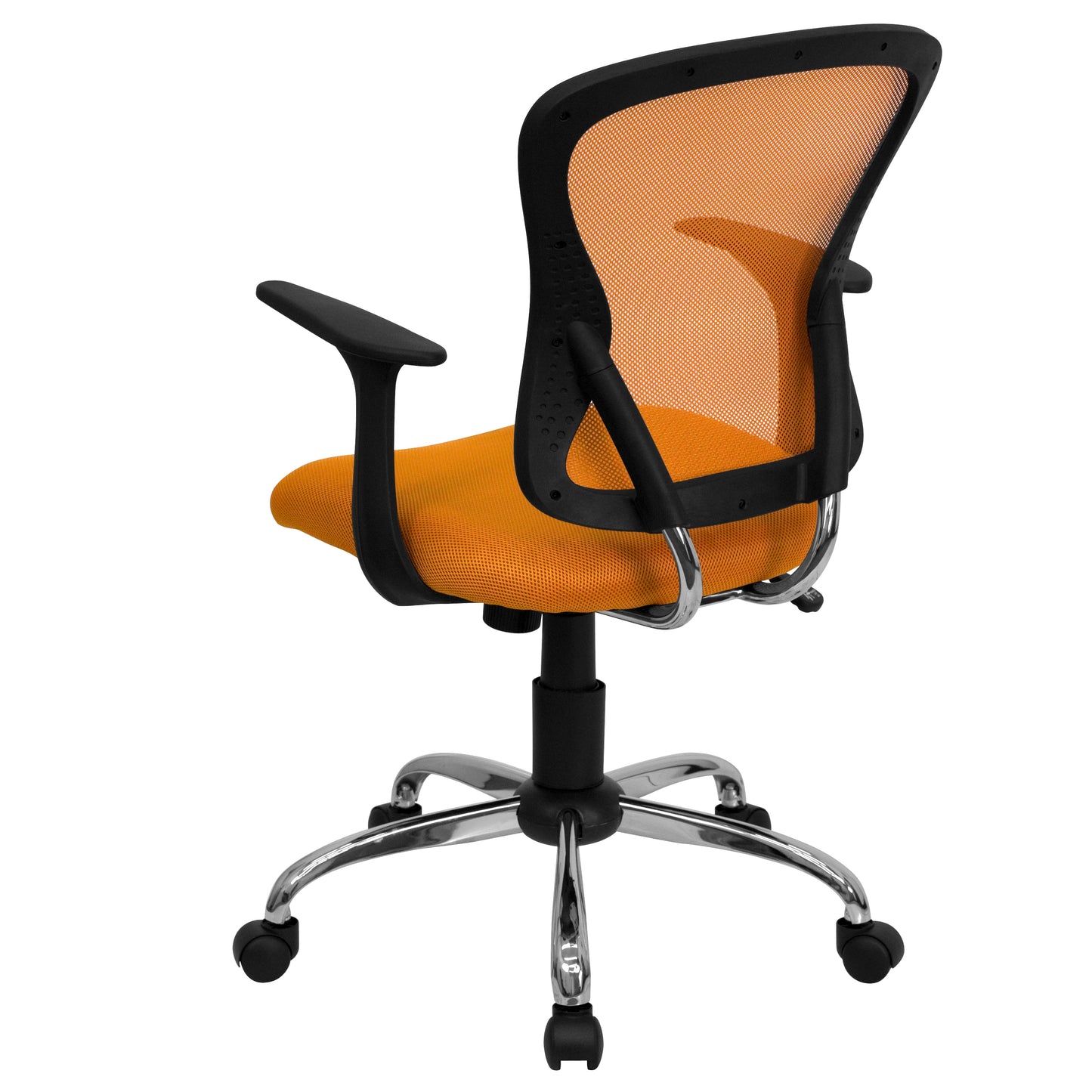 Alfred Mid-Back Orange Mesh Swivel Task Office Chair with Chrome Base and Arms Orange