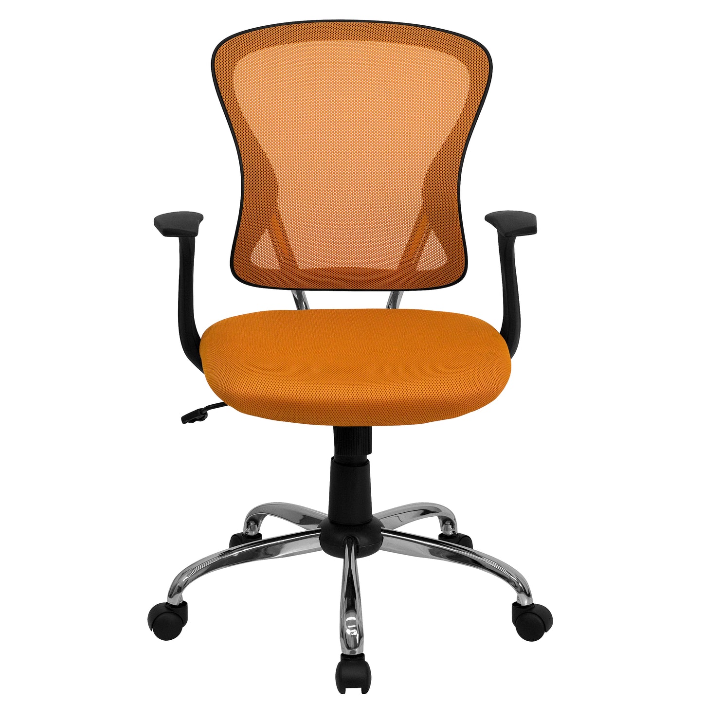 Alfred Mid-Back Orange Mesh Swivel Task Office Chair with Chrome Base and Arms Orange
