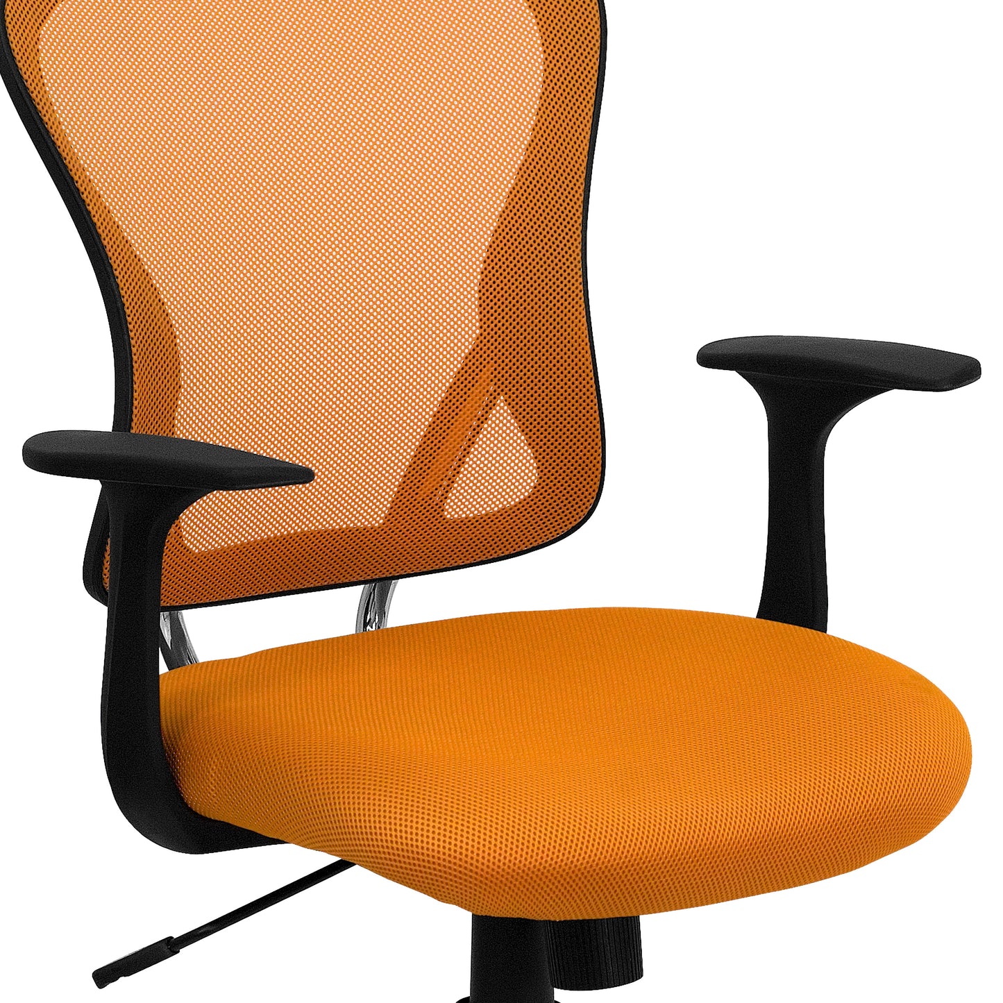 Alfred Mid-Back Orange Mesh Swivel Task Office Chair with Chrome Base and Arms Orange