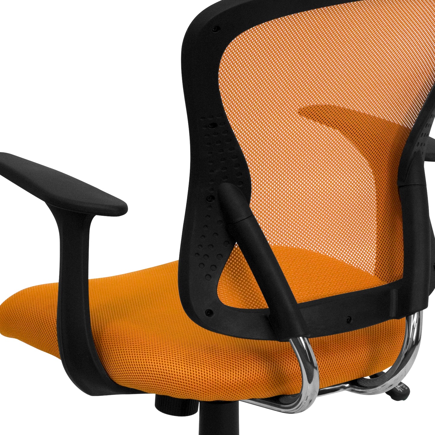 Alfred Mid-Back Orange Mesh Swivel Task Office Chair with Chrome Base and Arms Orange