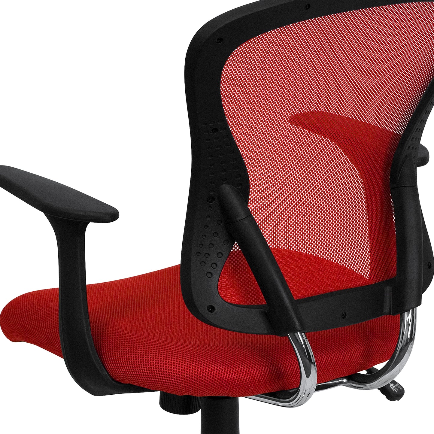 Alfred Mid-Back Red Mesh Swivel Task Office Chair with Chrome Base and Arms Red