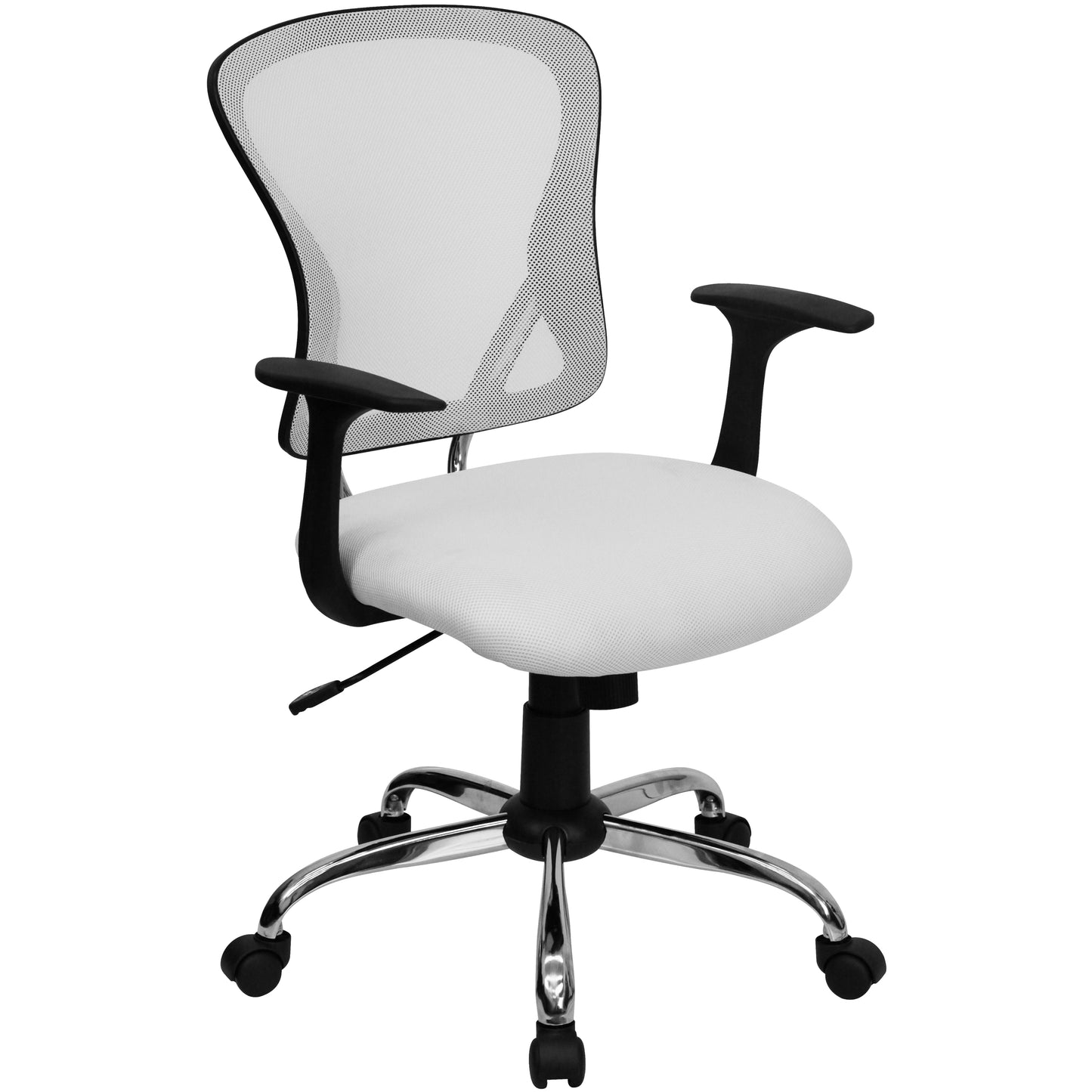 Alfred Mid-Back White Mesh Swivel Task Office Chair with Chrome Base and Arms White