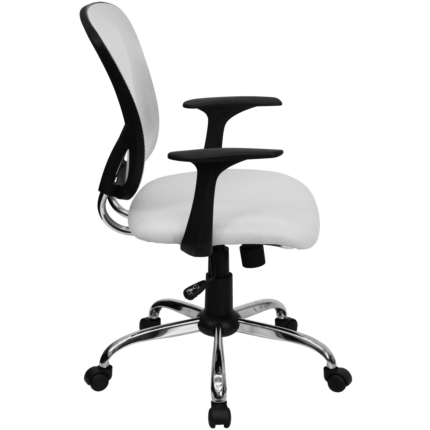 Alfred Mid-Back White Mesh Swivel Task Office Chair with Chrome Base and Arms White