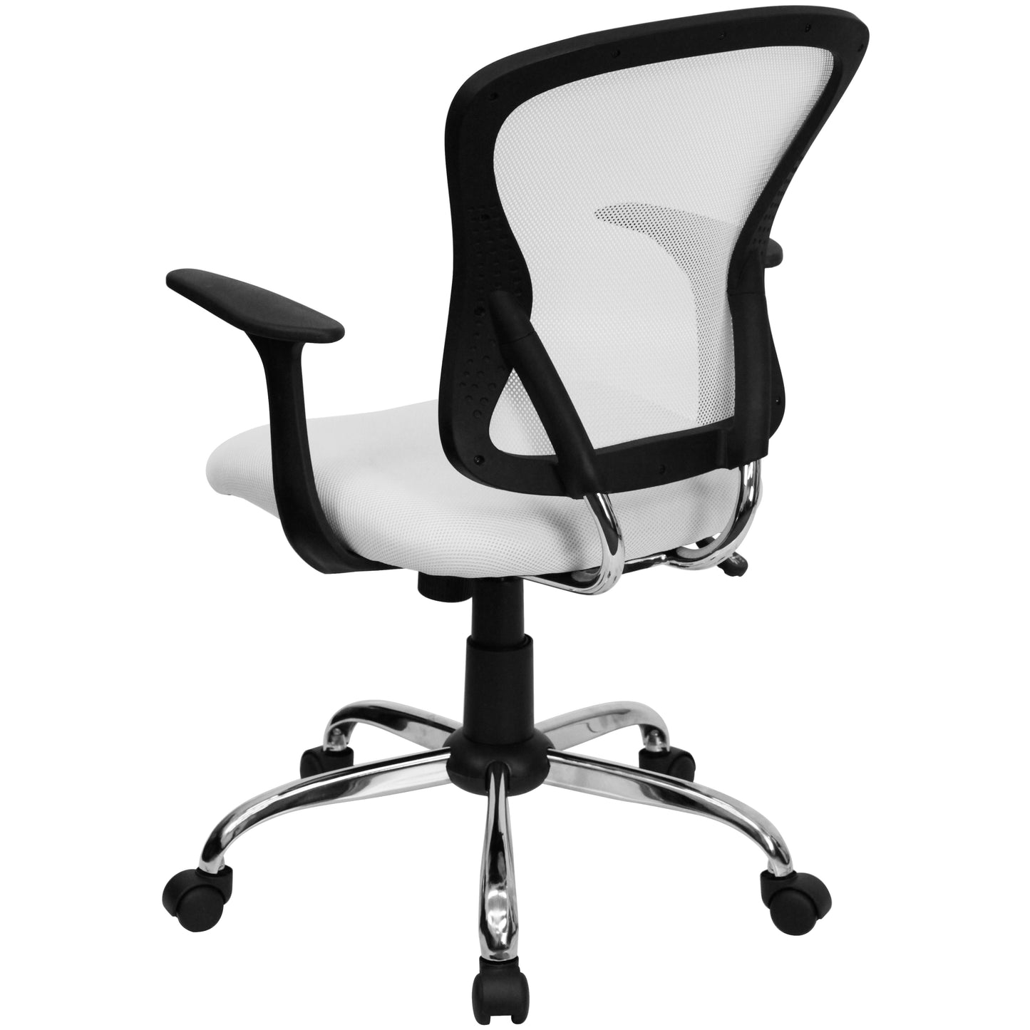 Alfred Mid-Back White Mesh Swivel Task Office Chair with Chrome Base and Arms White
