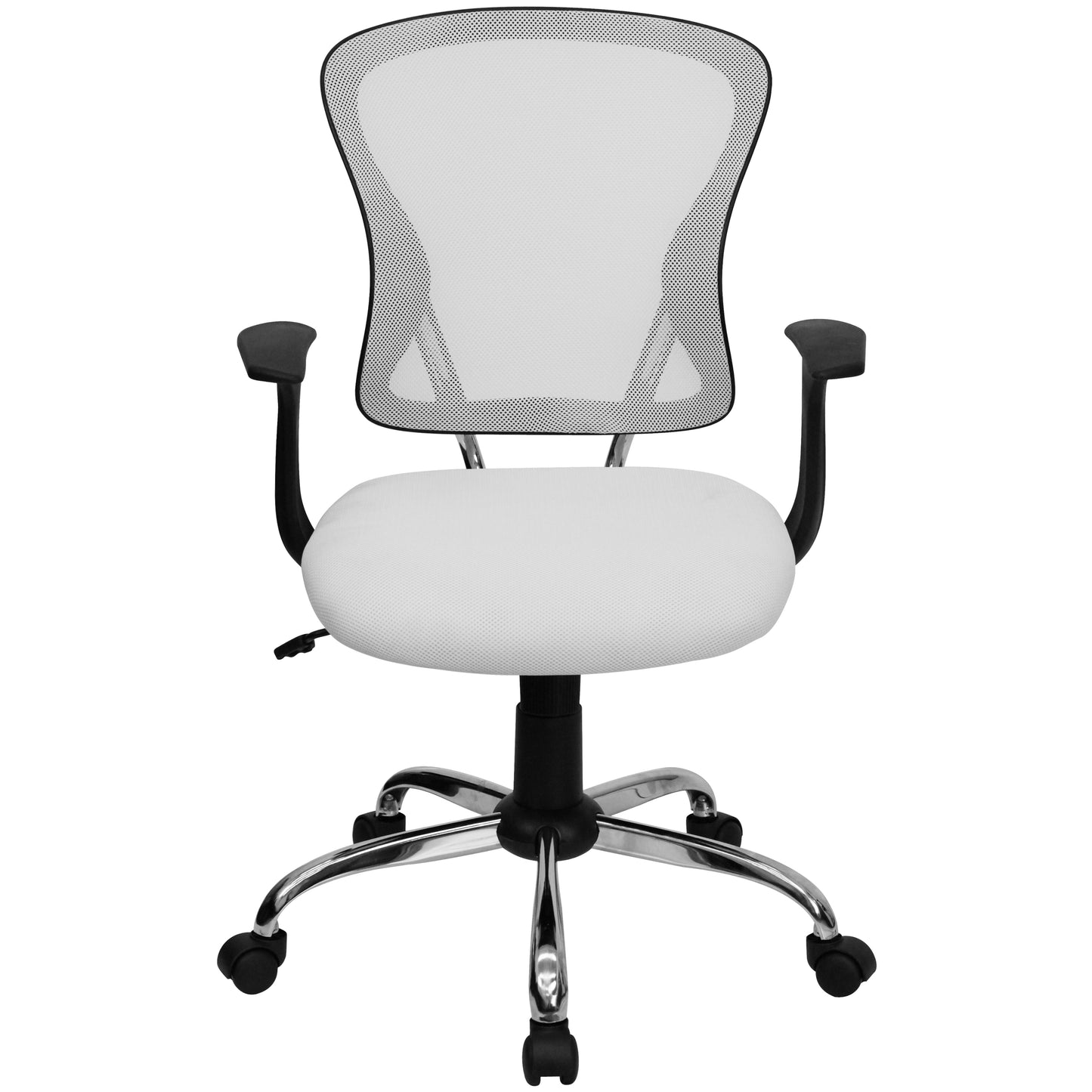 Alfred Mid-Back White Mesh Swivel Task Office Chair with Chrome Base and Arms White