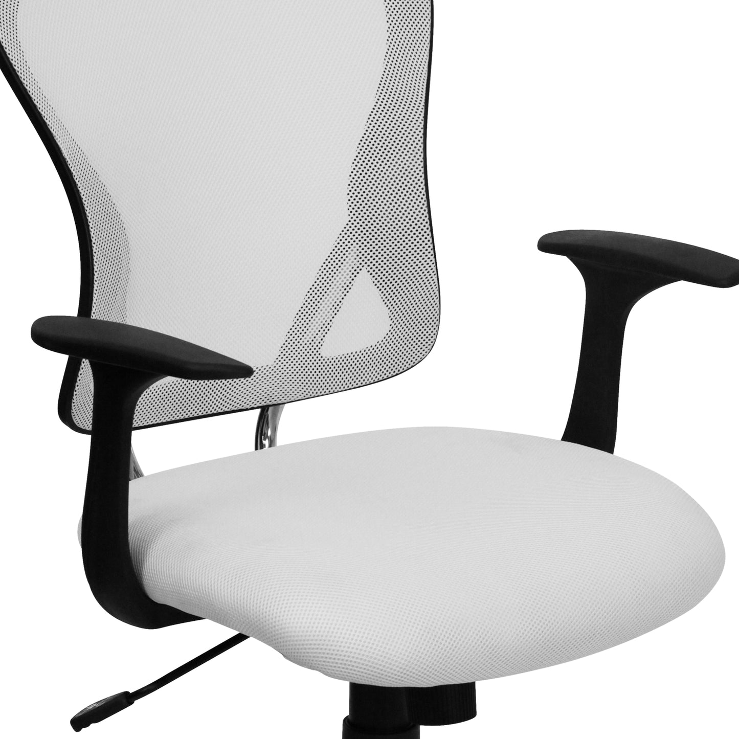 Alfred Mid-Back White Mesh Swivel Task Office Chair with Chrome Base and Arms White