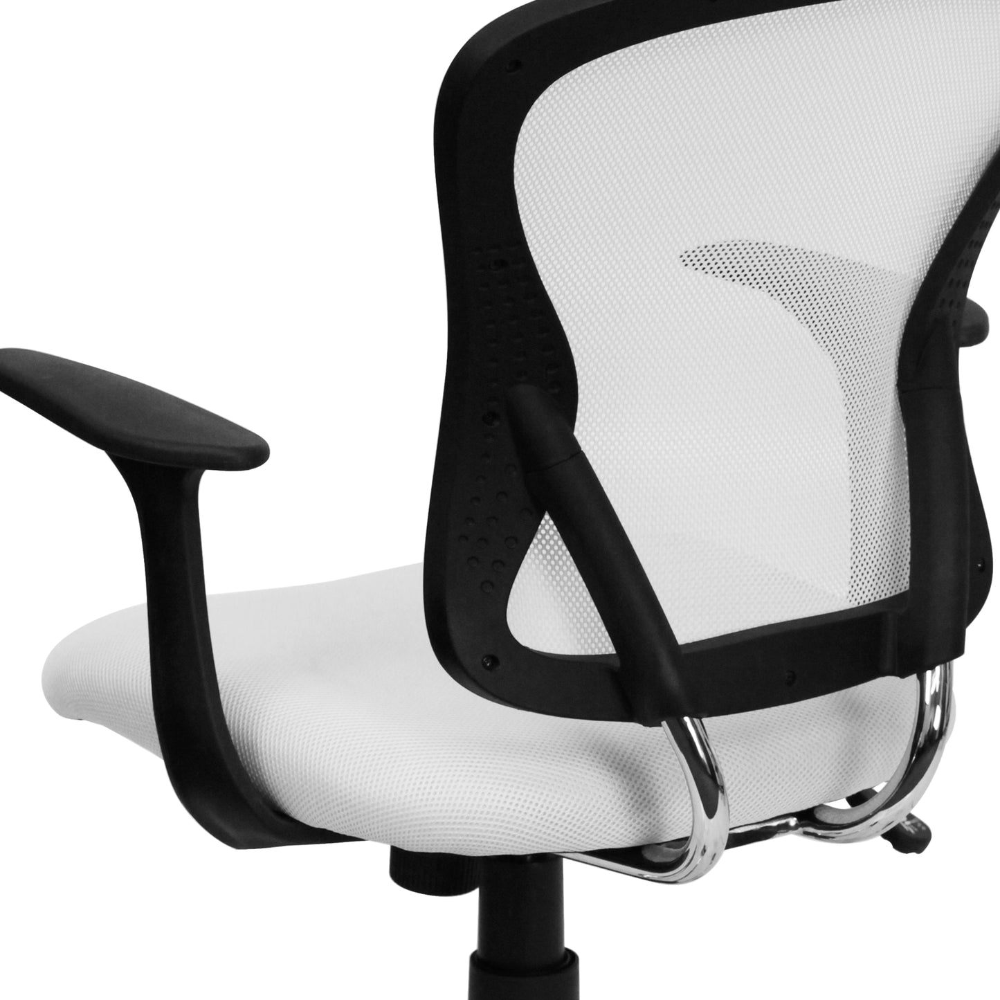 Alfred Mid-Back White Mesh Swivel Task Office Chair with Chrome Base and Arms White