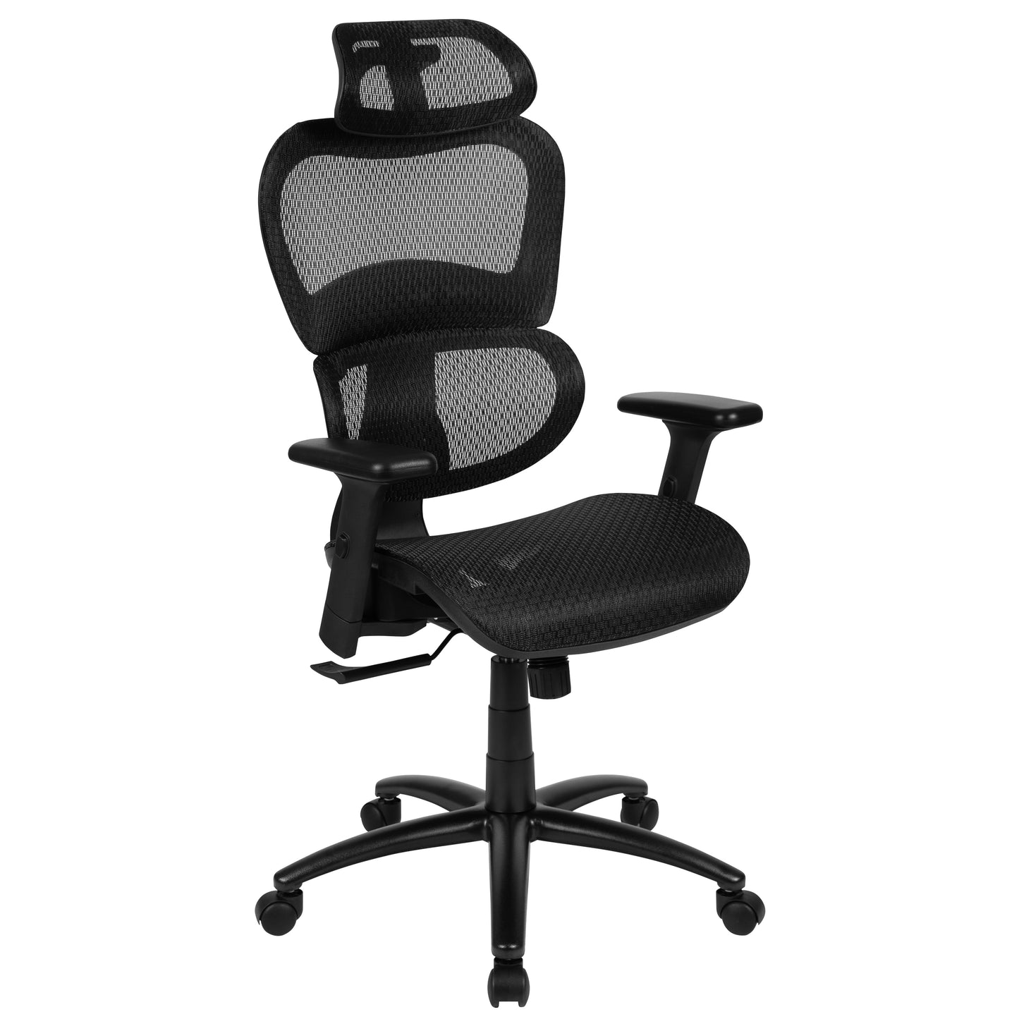 LO Ergonomic Mesh Office Chair with 2-to-1 Synchro-Tilt, Adjustable Headrest, Lumbar Support, and Adjustable Pivot Arms in Black Black