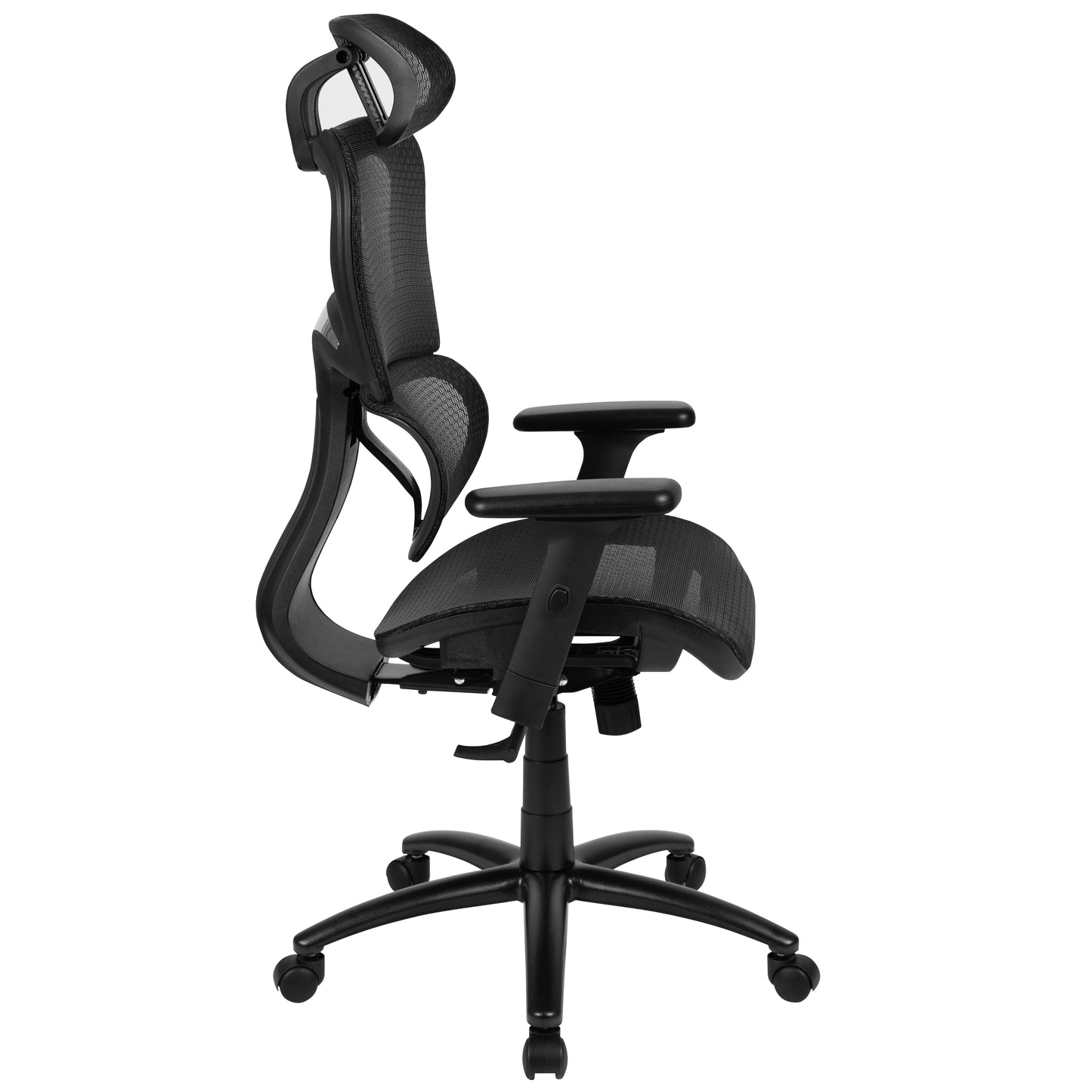 LO Ergonomic Mesh Office Chair with 2-to-1 Synchro-Tilt, Adjustable Headrest, Lumbar Support, and Adjustable Pivot Arms in Black Black