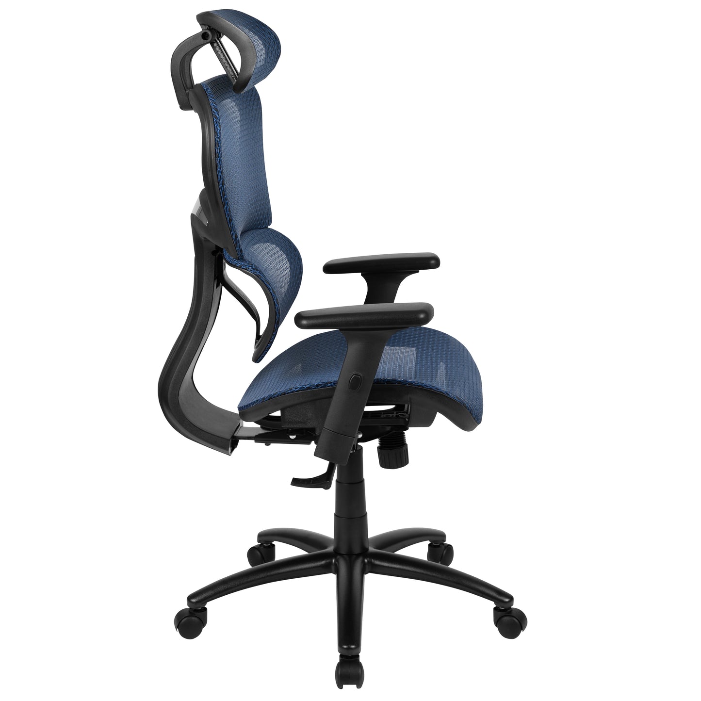 LO Ergonomic Mesh Office Chair with 2-to-1 Synchro-Tilt, Adjustable Headrest, Lumbar Support, and Adjustable Pivot Arms in Blue Blue