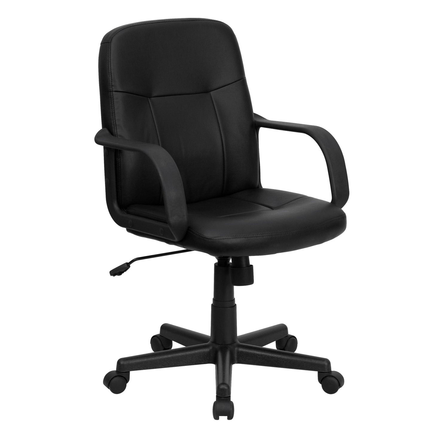 Paulson Mid-Back Black Glove Vinyl Executive Swivel Office Chair with Arms Black
