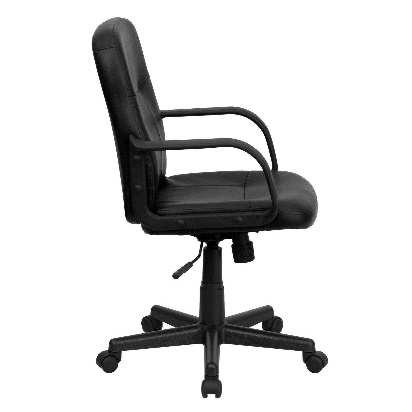 Paulson Mid-Back Black Glove Vinyl Executive Swivel Office Chair with Arms Black