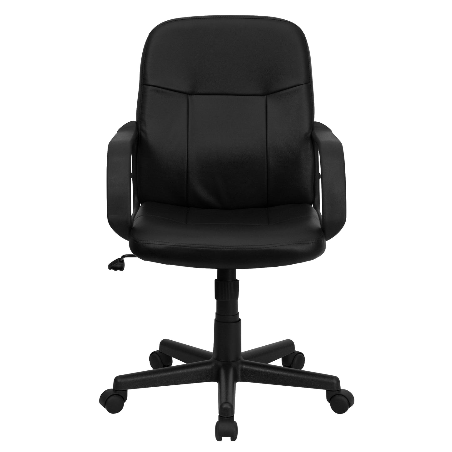 Paulson Mid-Back Black Glove Vinyl Executive Swivel Office Chair with Arms Black