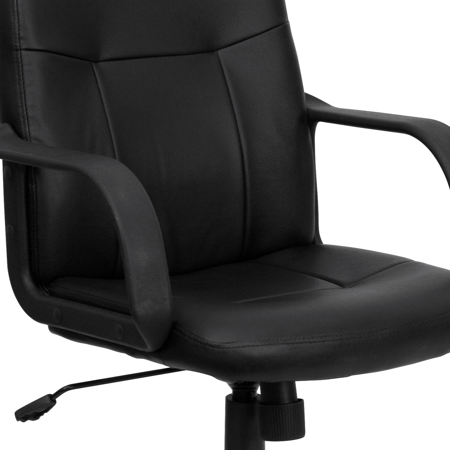 Paulson Mid-Back Black Glove Vinyl Executive Swivel Office Chair with Arms Black