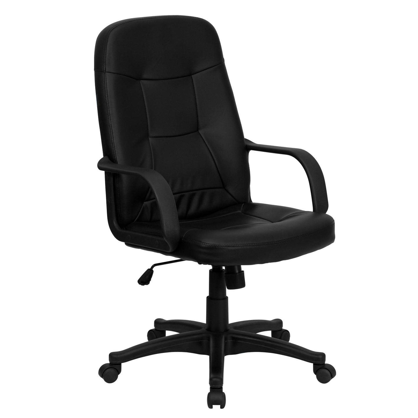 Holly High Back Black Glove Vinyl Executive Swivel Office Chair with Arms Black