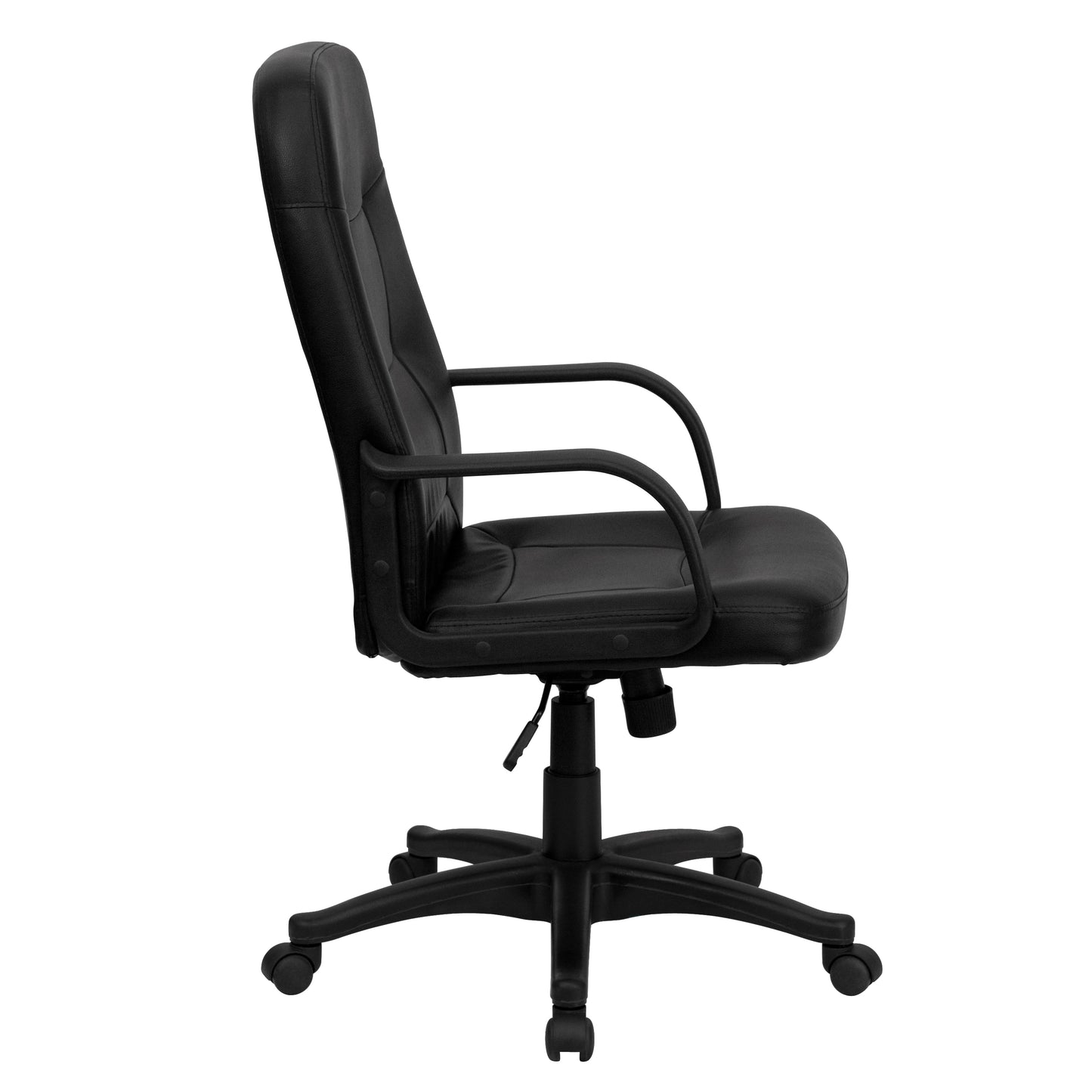 Holly High Back Black Glove Vinyl Executive Swivel Office Chair with Arms Black