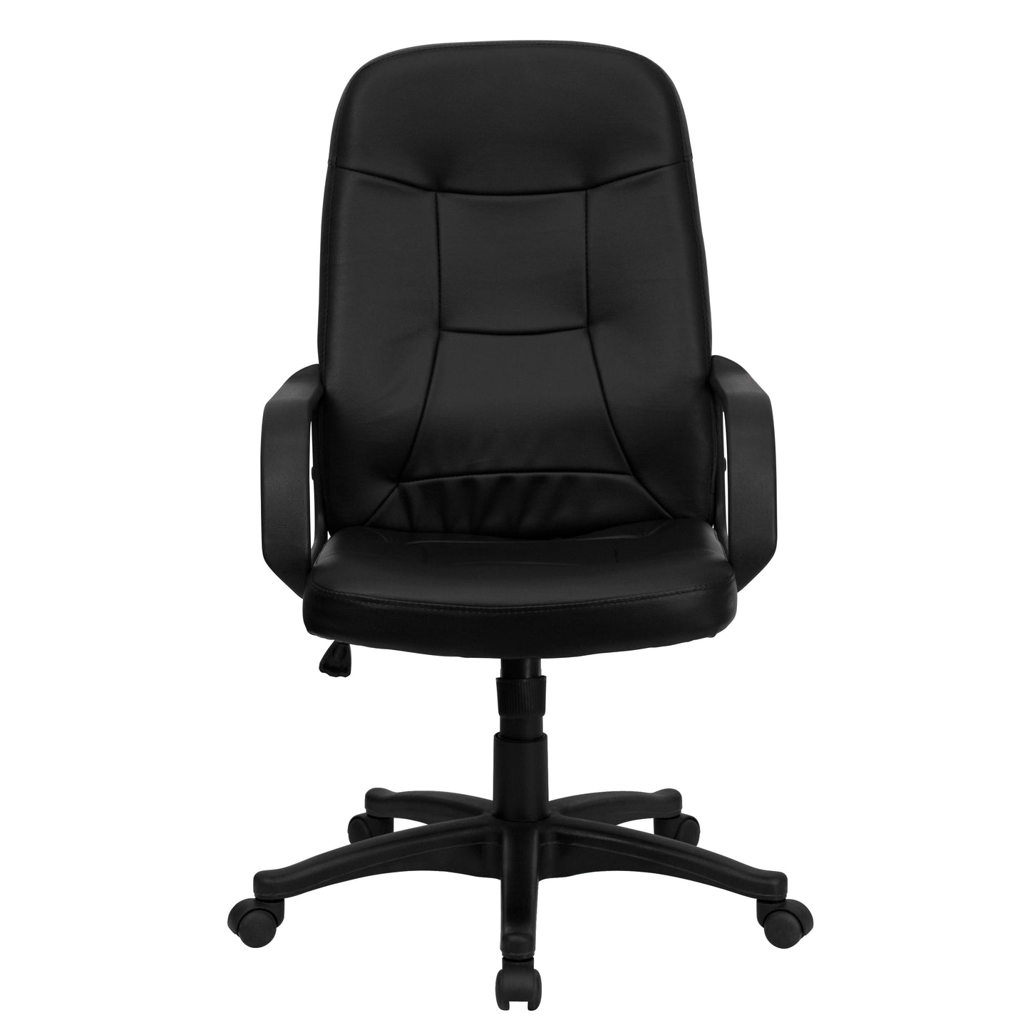 Holly High Back Black Glove Vinyl Executive Swivel Office Chair with Arms Black
