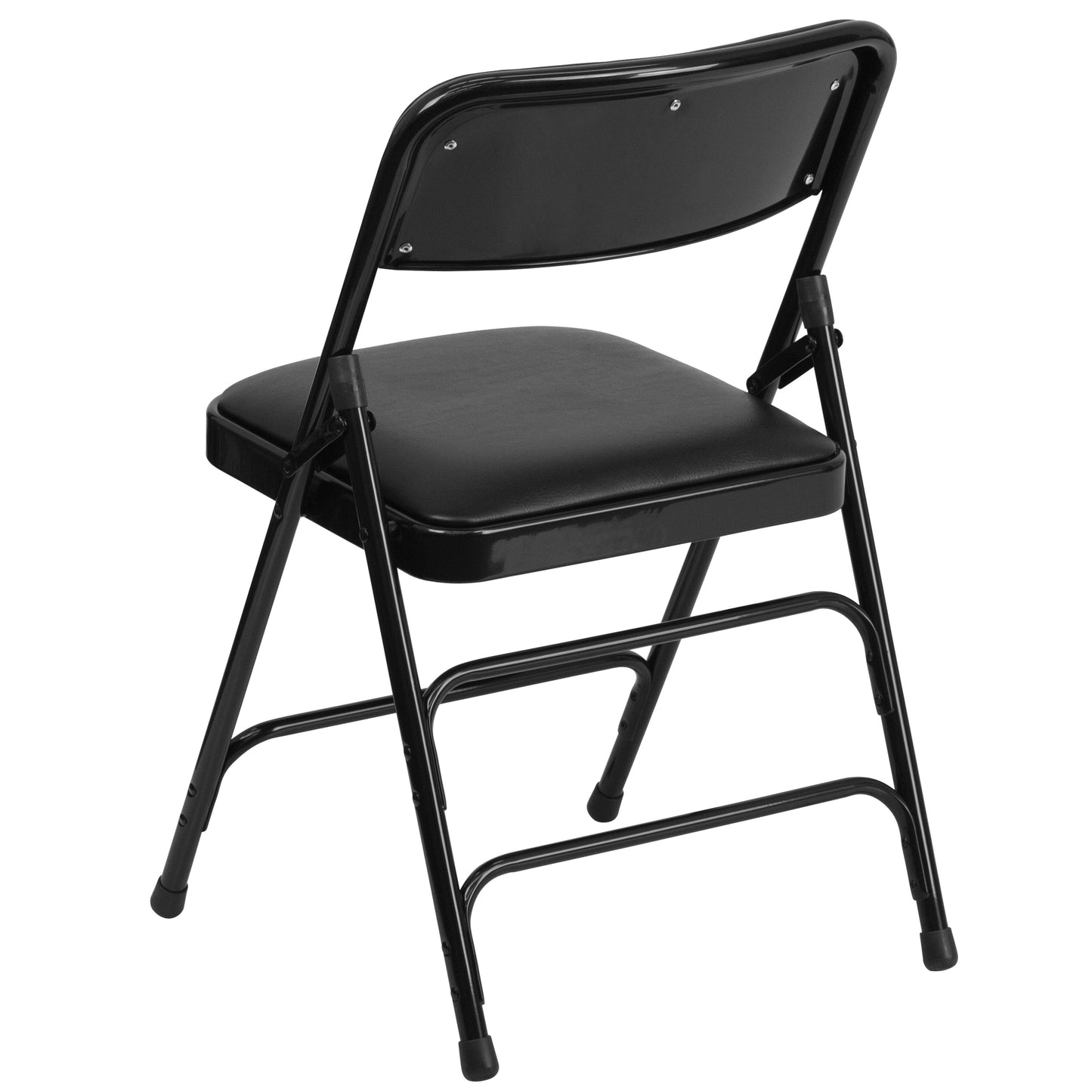 HERCULES Series Metal Folding Chairs with Padded Seats | Set of 2 Black Metal Folding Chairs Black Vinyl/Black Frame