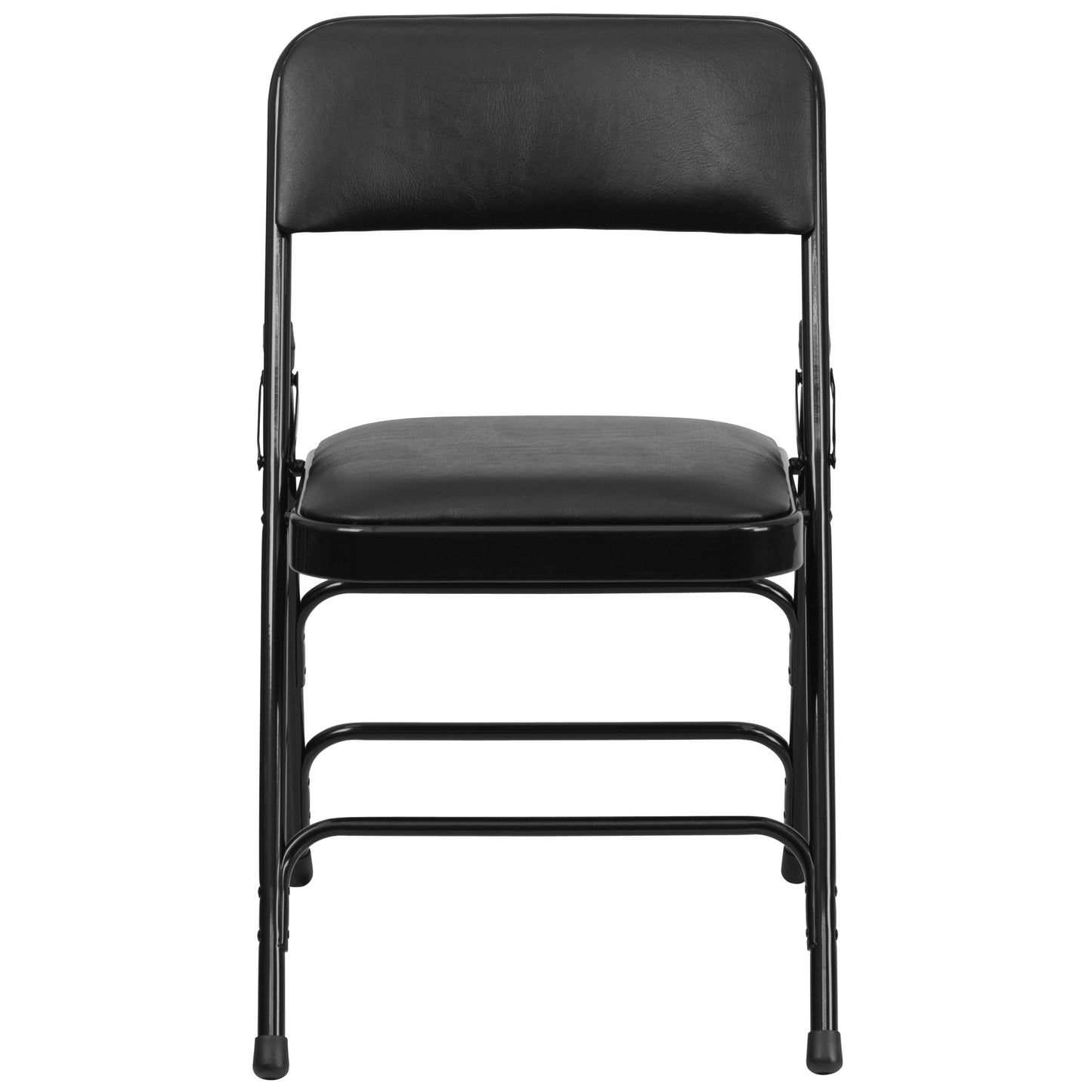 HERCULES Series Metal Folding Chairs with Padded Seats | Set of 2 Black Metal Folding Chairs Black Vinyl/Black Frame