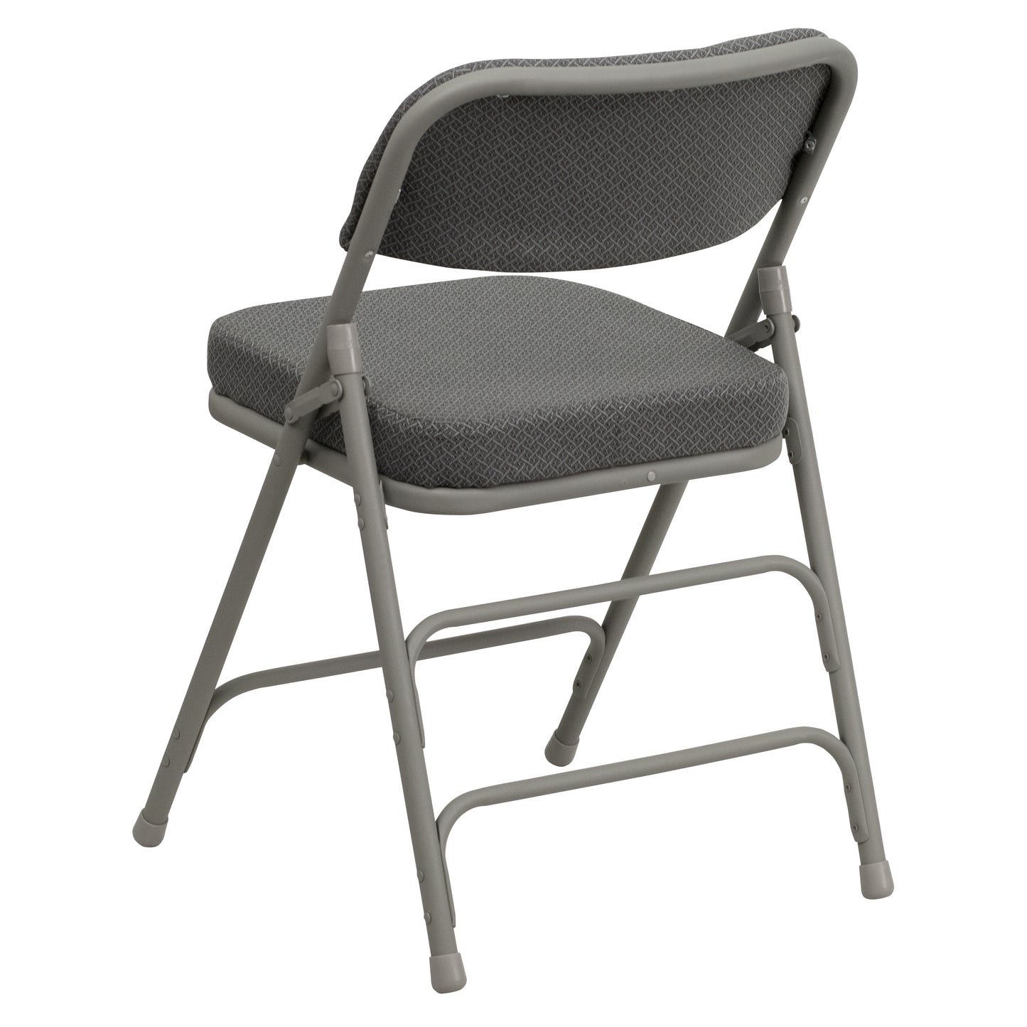 2 Pack HERCULES Series Premium Curved Triple Braced & Double Hinged Gray Fabric Metal Folding Chair Gray Fabric/Gray Frame