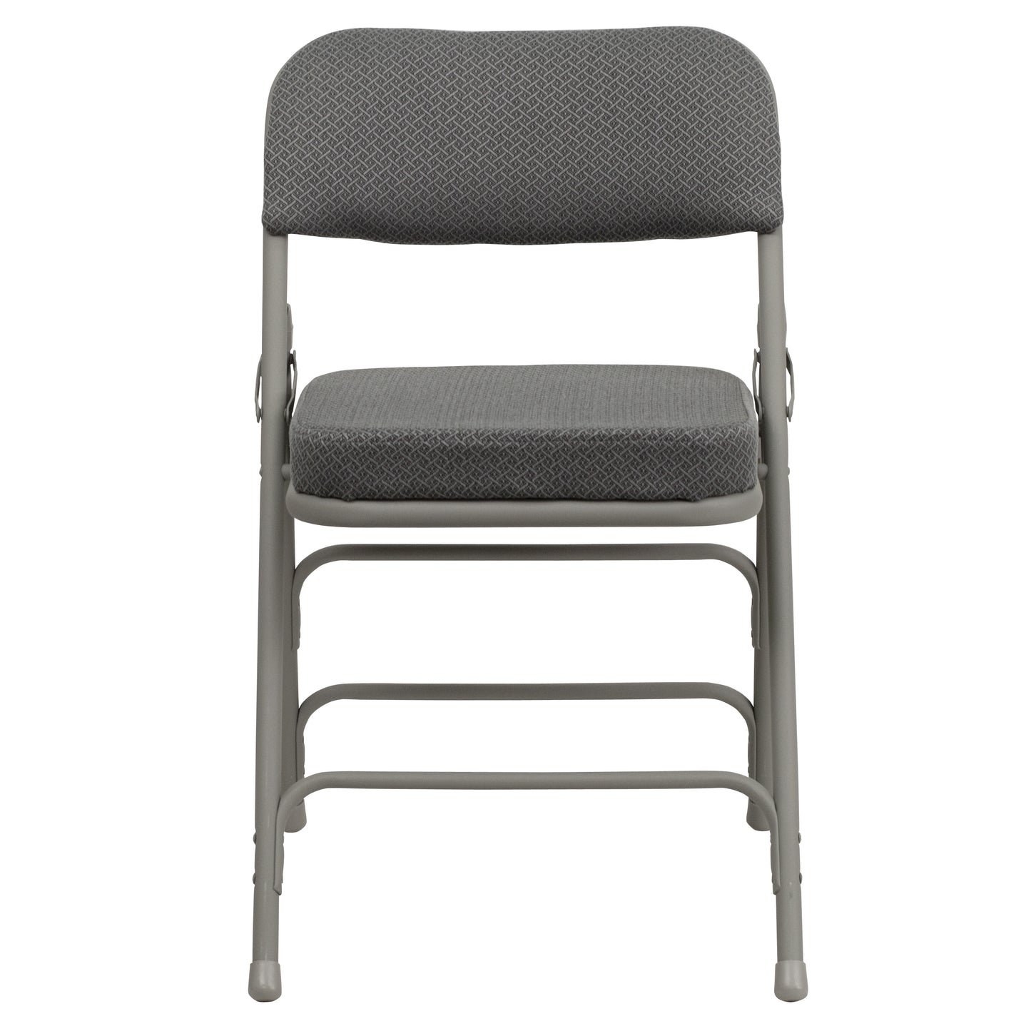 2 Pack HERCULES Series Premium Curved Triple Braced & Double Hinged Gray Fabric Metal Folding Chair Gray Fabric/Gray Frame