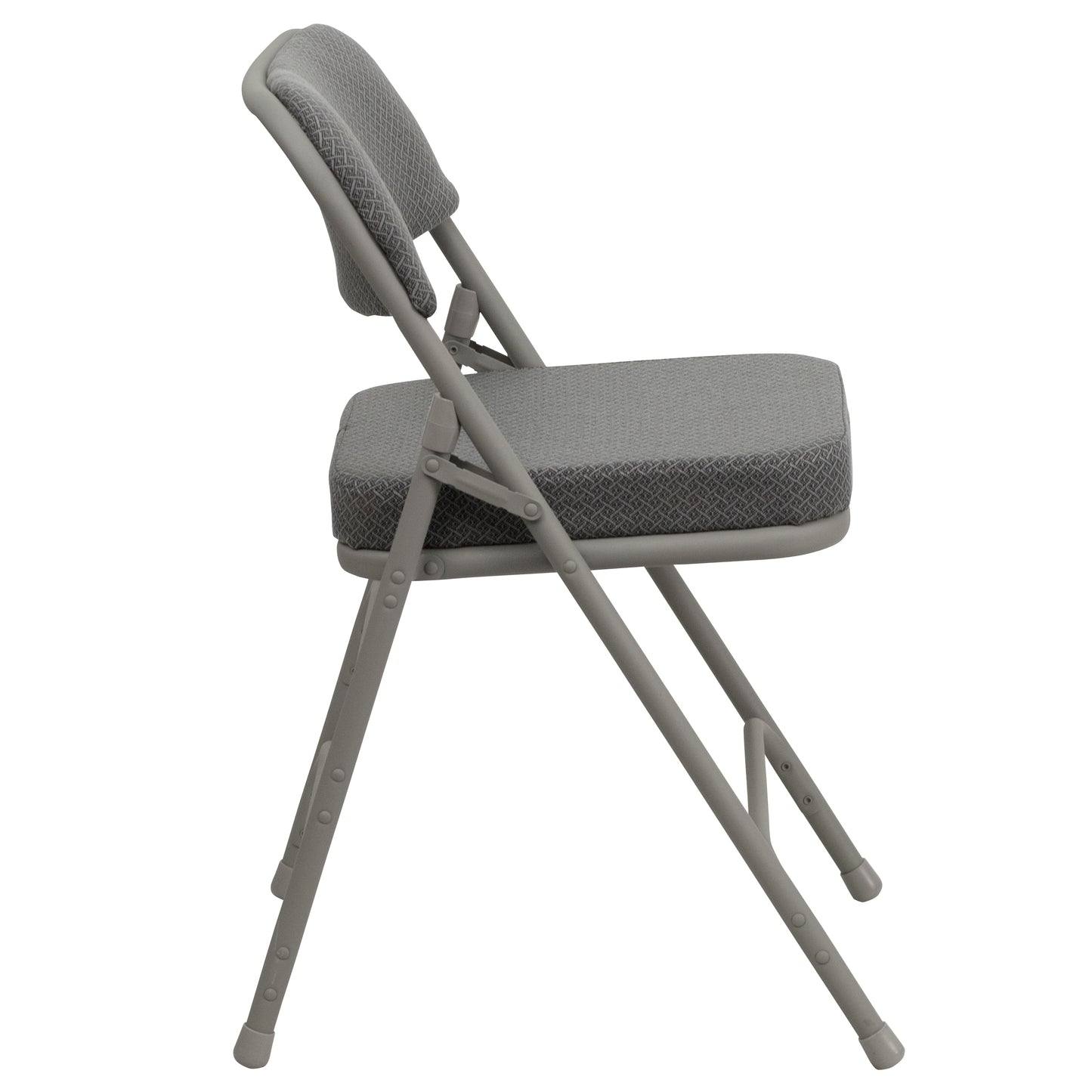 2 Pack HERCULES Series Premium Curved Triple Braced & Double Hinged Gray Fabric Metal Folding Chair Gray Fabric/Gray Frame