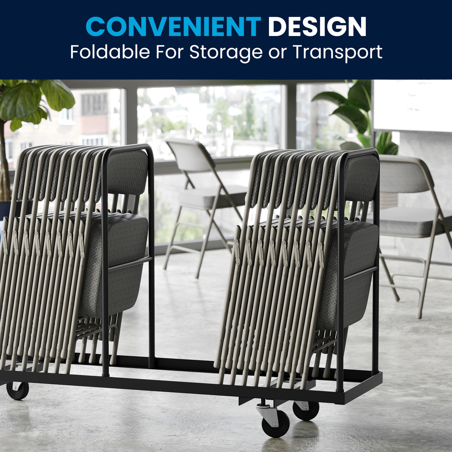 2 Pack HERCULES Series Premium Curved Triple Braced & Double Hinged Gray Fabric Metal Folding Chair Gray Fabric/Gray Frame