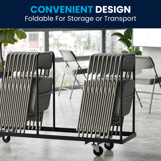 2 Pack HERCULES Series Premium Curved Triple Braced & Double Hinged Gray Fabric Metal Folding Chair Gray Fabric/Gray Frame 2-HA-MC320AF-GRY-GG