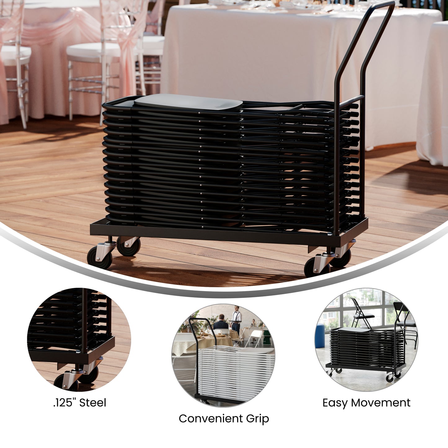 Kaden Folding Chair Dolly Black