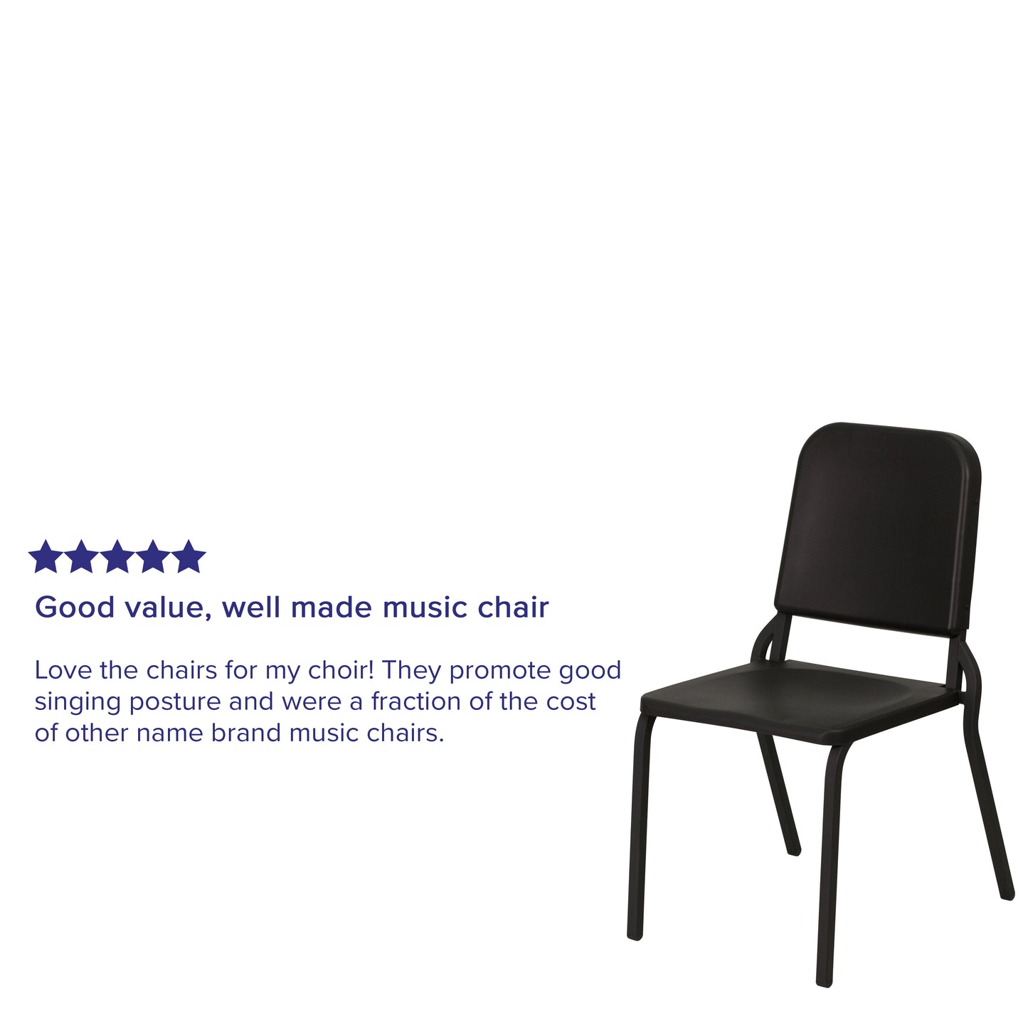 HERCULES Series Black High Density Stackable Melody Band/Music Chair Black